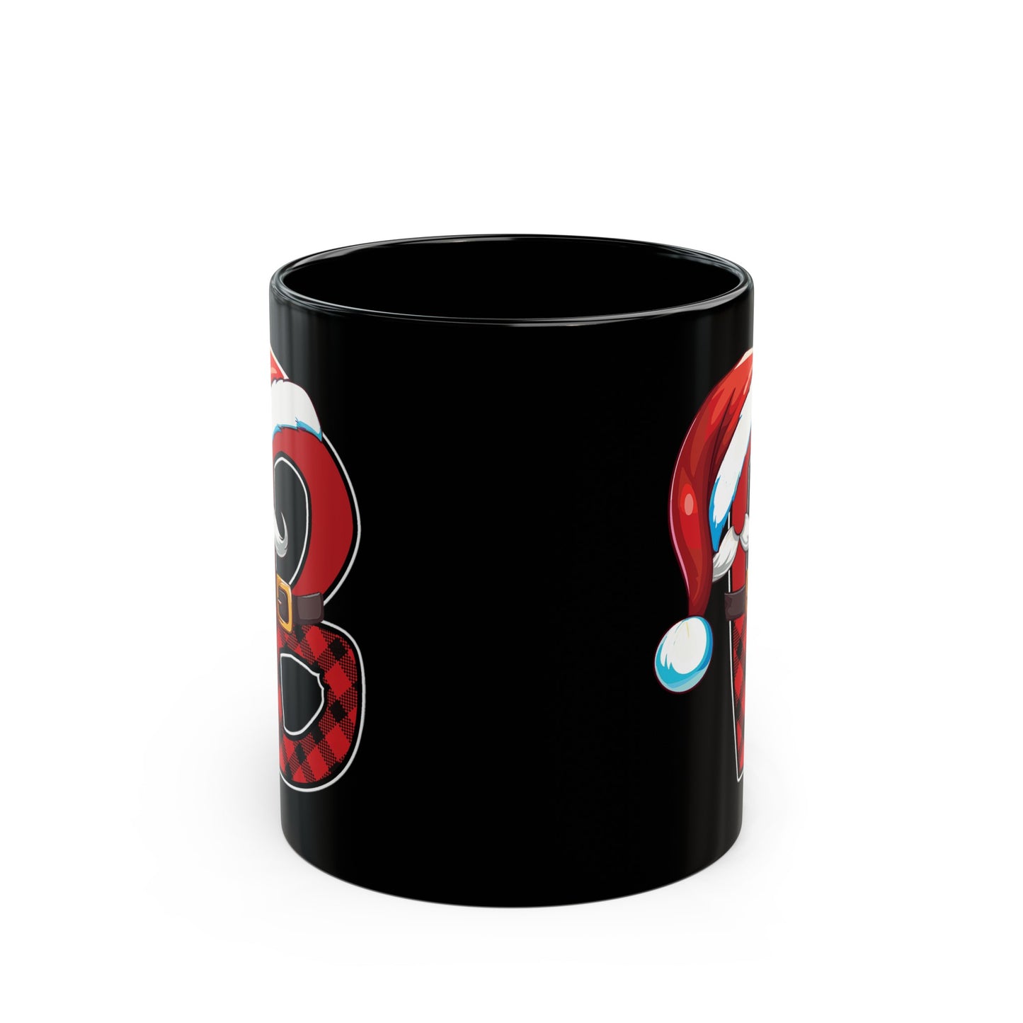 B Santa Initial 11oz Black Mug