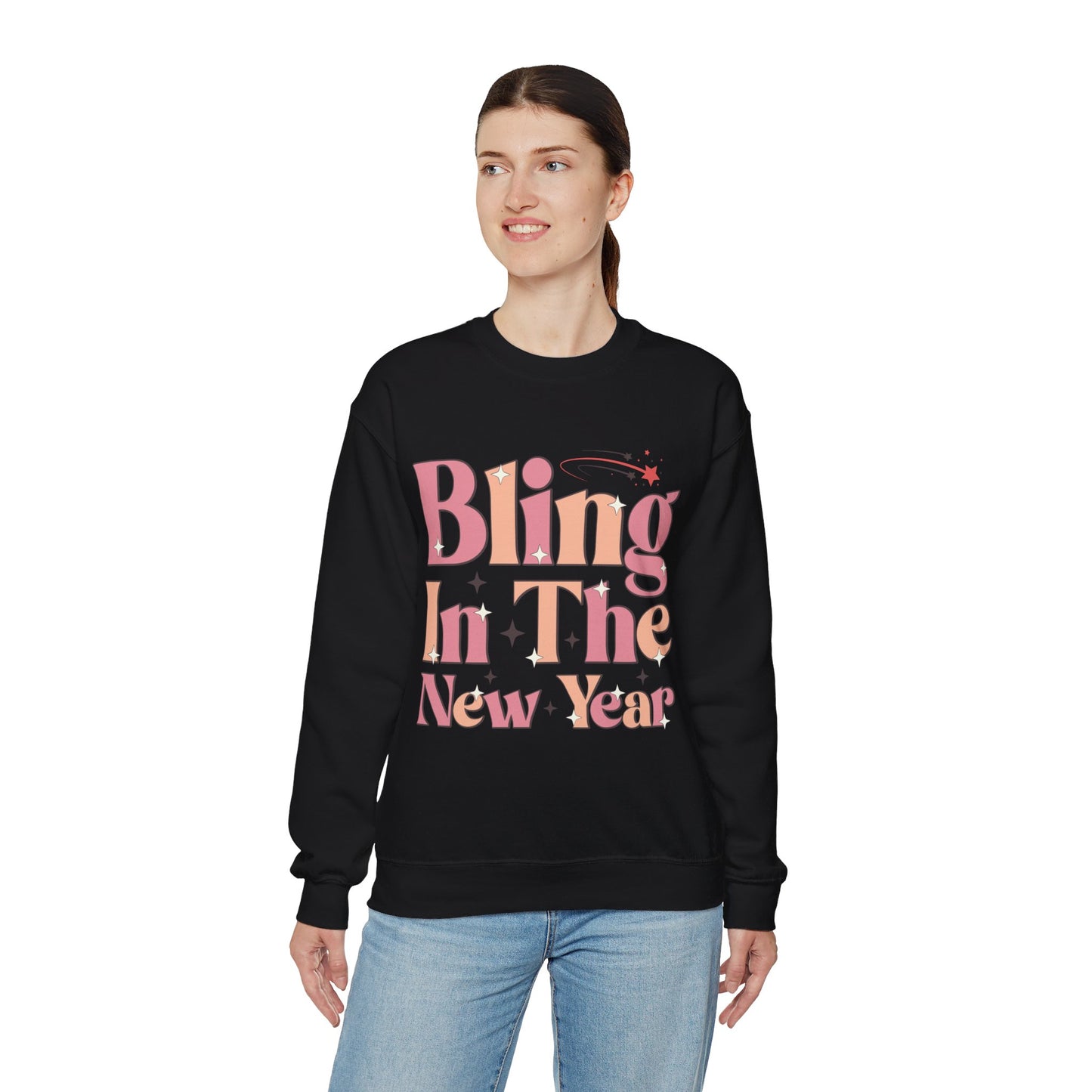 Happy New Year Sweatshirt, Retro New Year Shirt, 2025 Sweatshirt, New Year's Eve Shirt, Holiday Apparel, Trendy New Year 2025 Crewneck, Bling in the New Year
