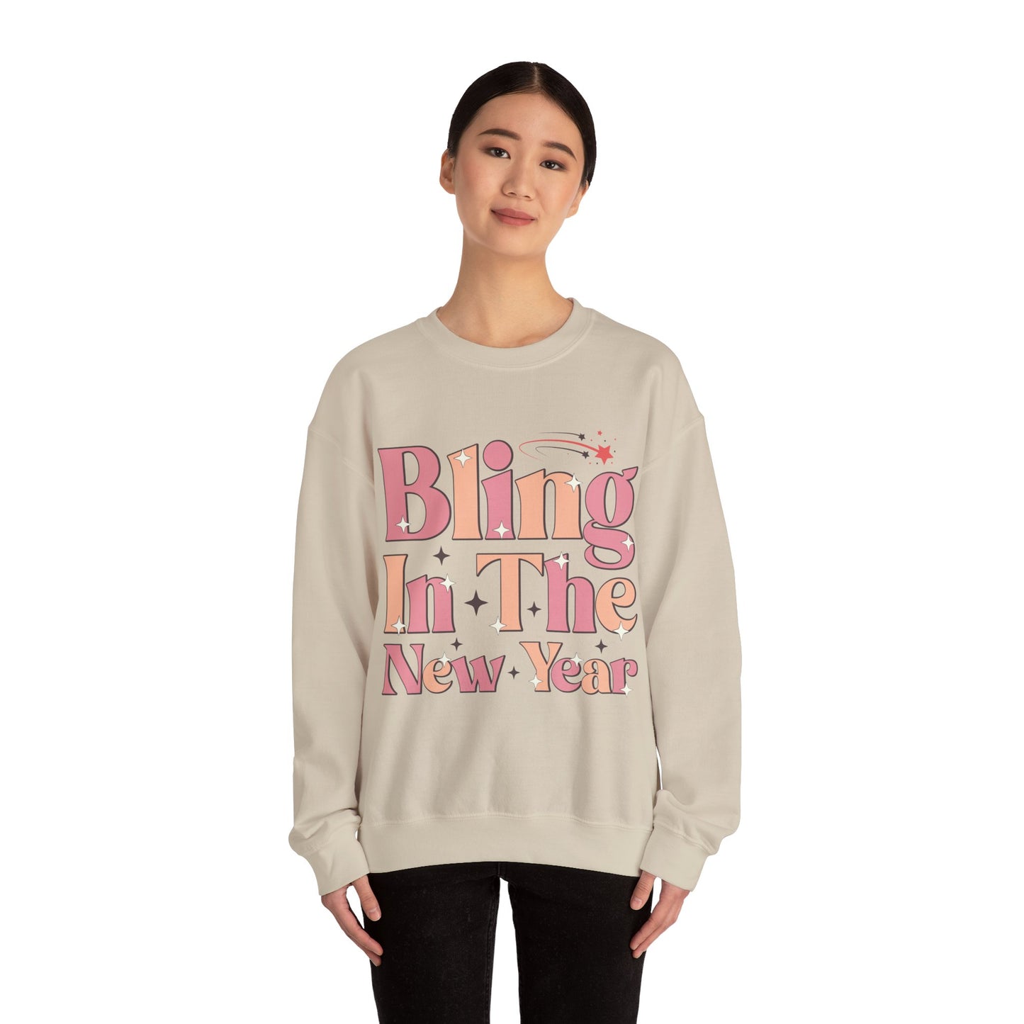 Happy New Year Sweatshirt, Retro New Year Shirt, 2025 Sweatshirt, New Year's Eve Shirt, Holiday Apparel, Trendy New Year 2025 Crewneck, Bling in the New Year