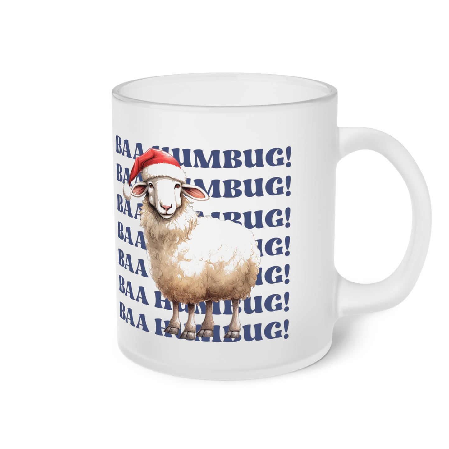 Sheep Frosted Glass Mug, Cute Christmas Mug, Sheep Themed Holiday Mug, Frosted Mug, Cute Coffee Mug, Holiday Coffee Mug, Frosted Holiday Coffee Mug