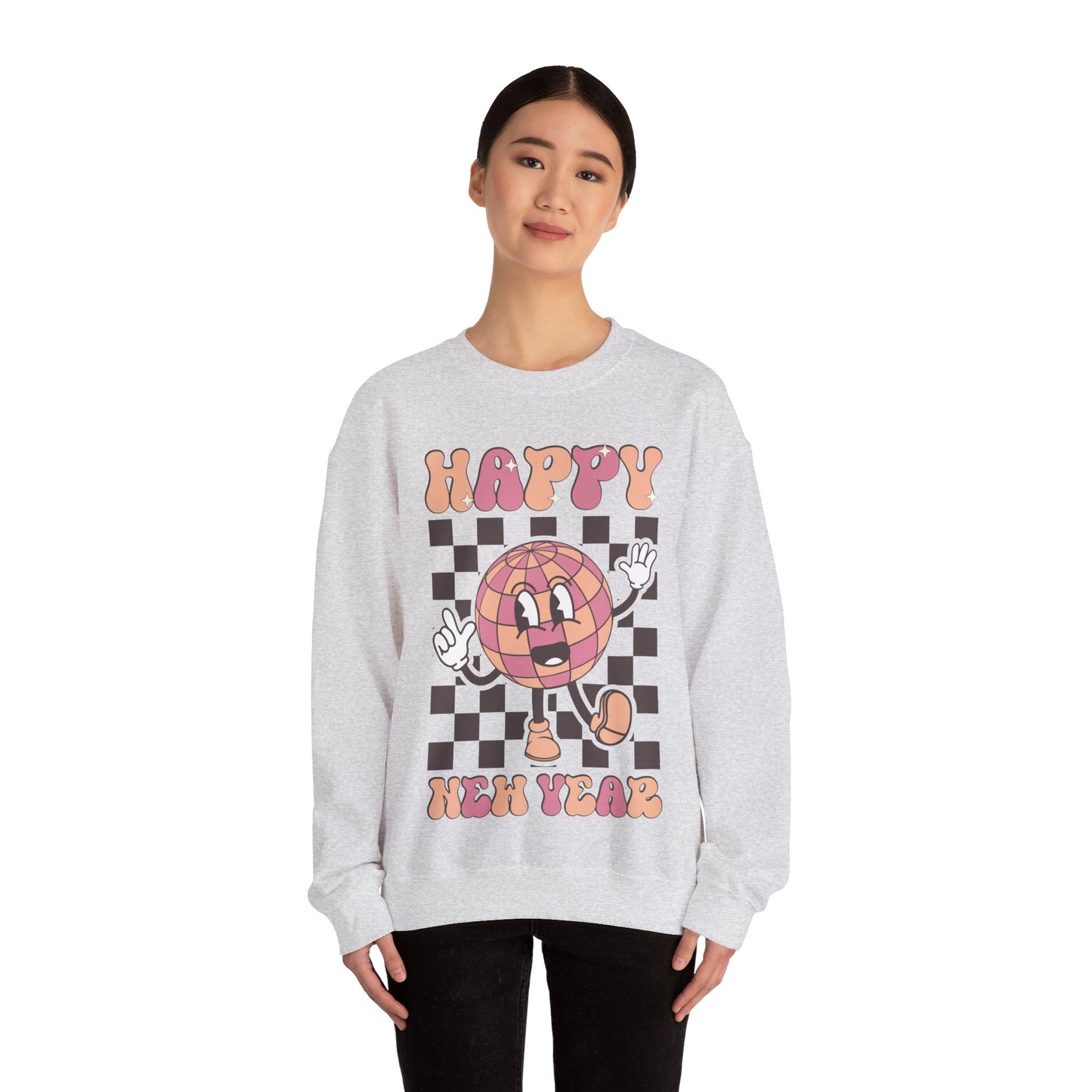 Happy New Year Sweatshirt, Retro New Year Shirt, 2025 Sweatshirt, New Year's Eve Shirt, Holiday Apparel, Trendy New Year 2025 Crewneck