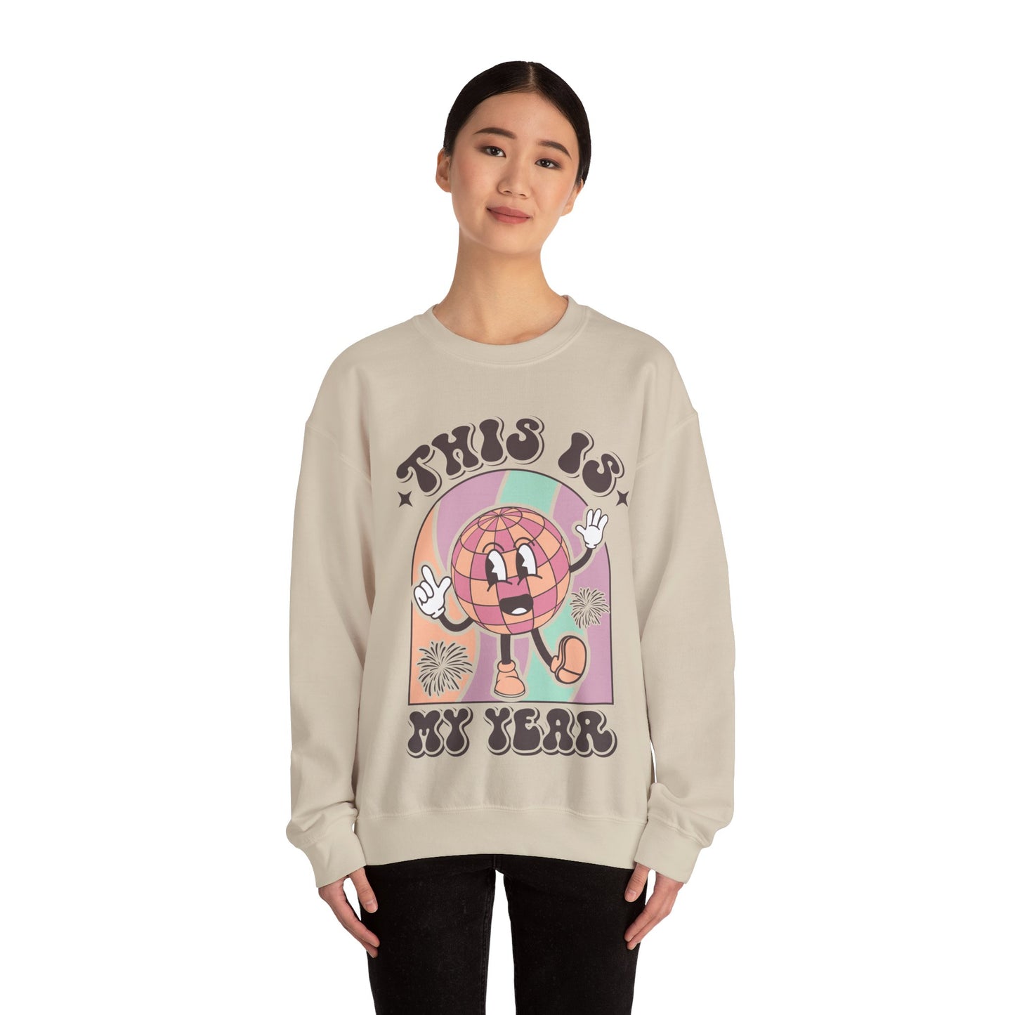 Happy New Year Sweatshirt, Retro New Year Shirt, 2025 Sweatshirt, New Year's Eve Shirt, Holiday Apparel, Trendy New Year 2025 Crewneck, This is My Year