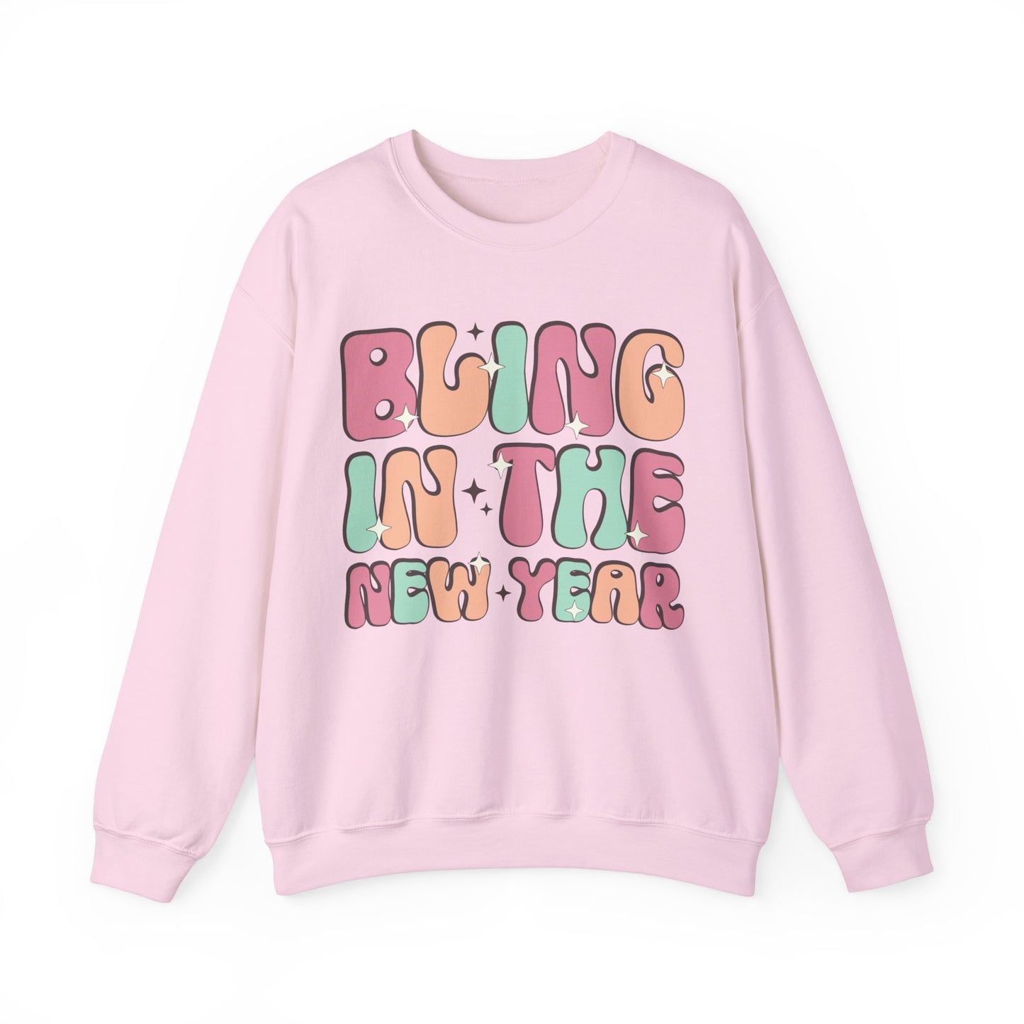Happy New Year Sweatshirt, Retro New Year Shirt, 2025 Sweatshirt, New Year's Eve Shirt, Holiday Apparel, Trendy New Year 2025 Crewneck, Bling in the New Year