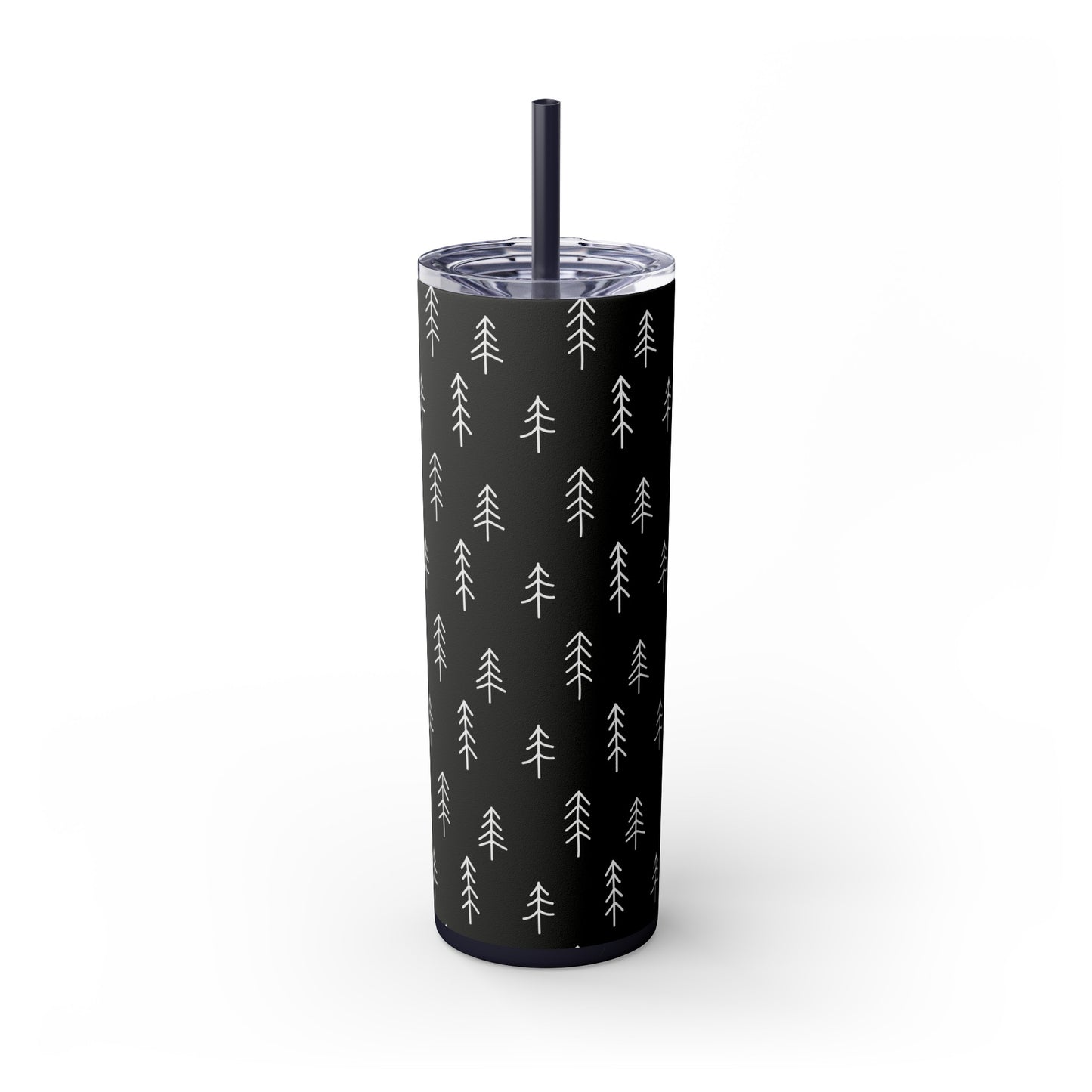 Nordic Black & White Trees Skinny Tumbler with Straw, 20oz