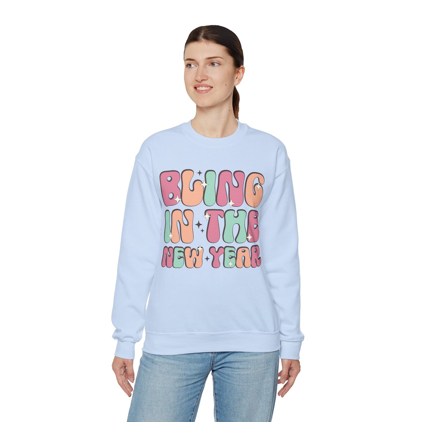 Happy New Year Sweatshirt, Retro New Year Shirt, 2025 Sweatshirt, New Year's Eve Shirt, Holiday Apparel, Trendy New Year 2025 Crewneck, Bling in the New Year