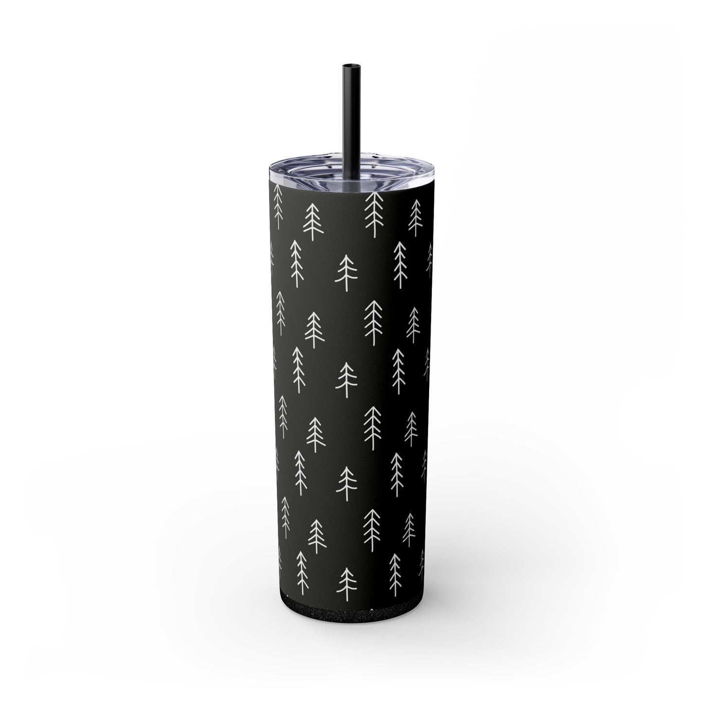 Nordic Black & White Trees Skinny Tumbler with Straw, 20oz