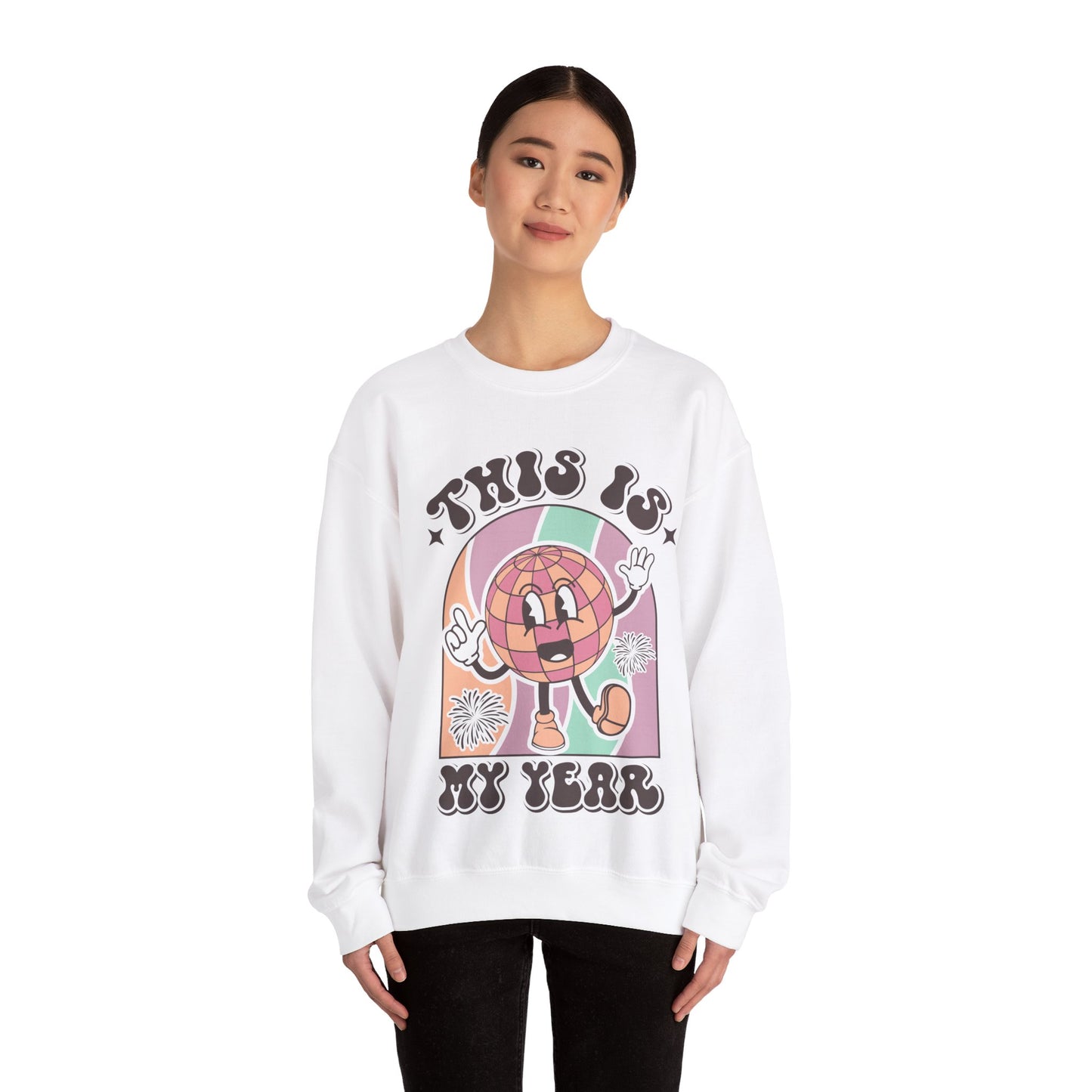 Happy New Year Sweatshirt, Retro New Year Shirt, 2025 Sweatshirt, New Year's Eve Shirt, Holiday Apparel, Trendy New Year 2025 Crewneck, This is My Year