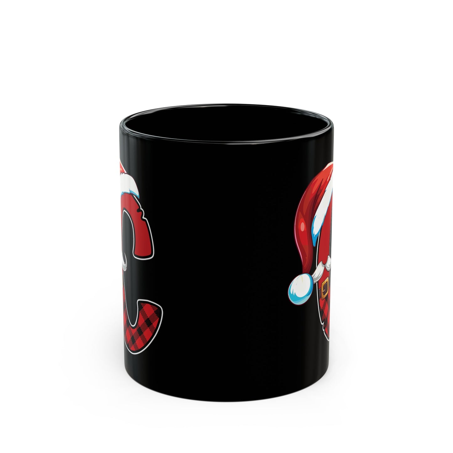 C Santa Initial 11oz Black Mug