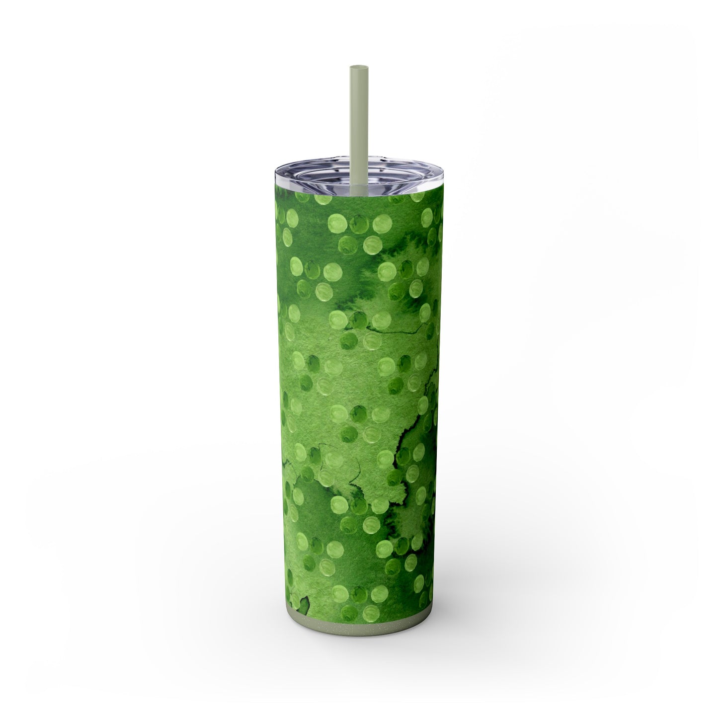 St Patricks Day Polka Dots Skinny Tumbler with Straw, 20oz