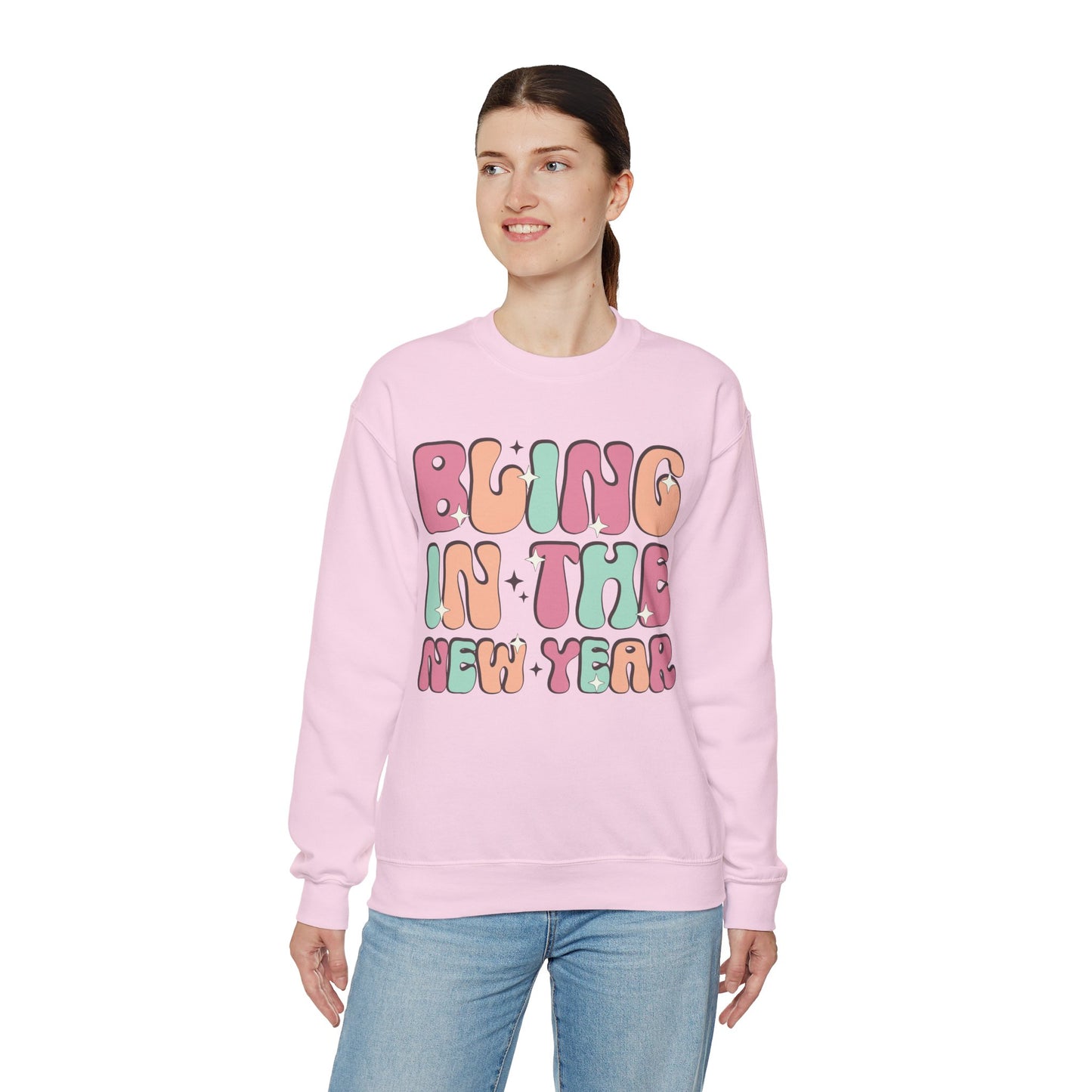 Happy New Year Sweatshirt, Retro New Year Shirt, 2025 Sweatshirt, New Year's Eve Shirt, Holiday Apparel, Trendy New Year 2025 Crewneck, Bling in the New Year