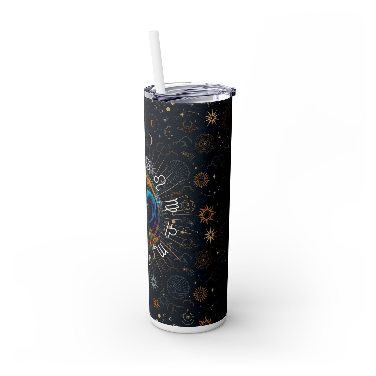 Capricorn Zodiac Skinny Tumbler with Straw Astrology Insulated Mug Bridesmaids Gift Bachelorette Party Favor Birthday Gift