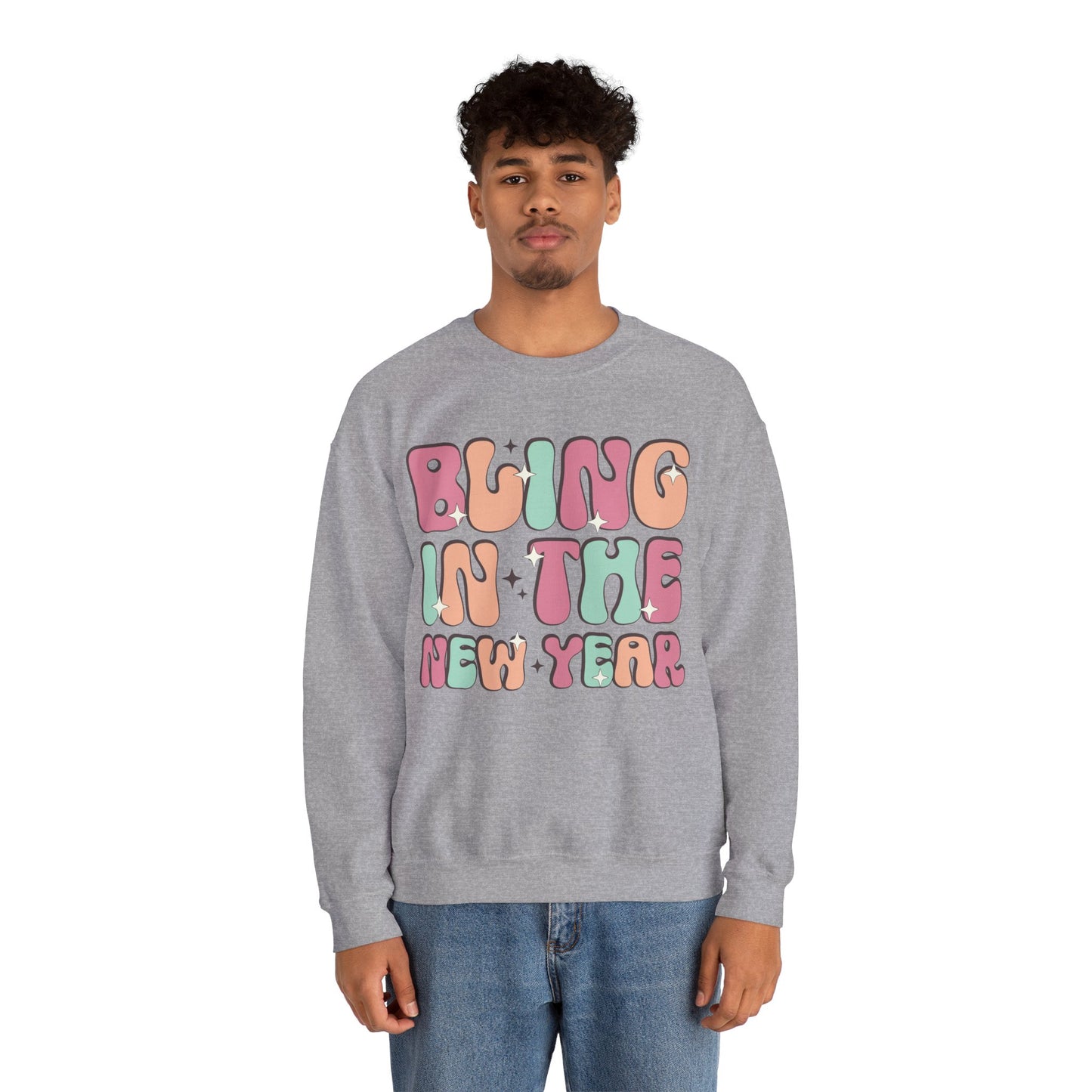 Happy New Year Sweatshirt, Retro New Year Shirt, 2025 Sweatshirt, New Year's Eve Shirt, Holiday Apparel, Trendy New Year 2025 Crewneck, Bling in the New Year