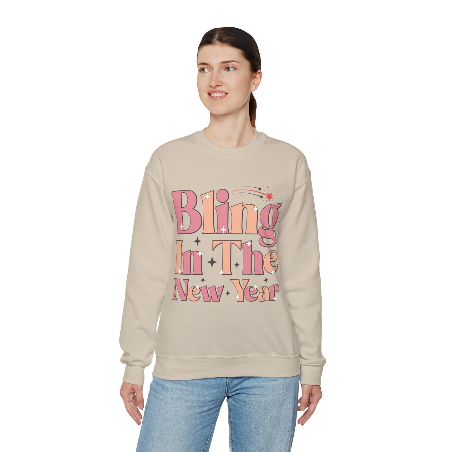 Happy New Year Sweatshirt, Retro New Year Shirt, 2025 Sweatshirt, New Year's Eve Shirt, Holiday Apparel, Trendy New Year 2025 Crewneck, Bling in the New Year