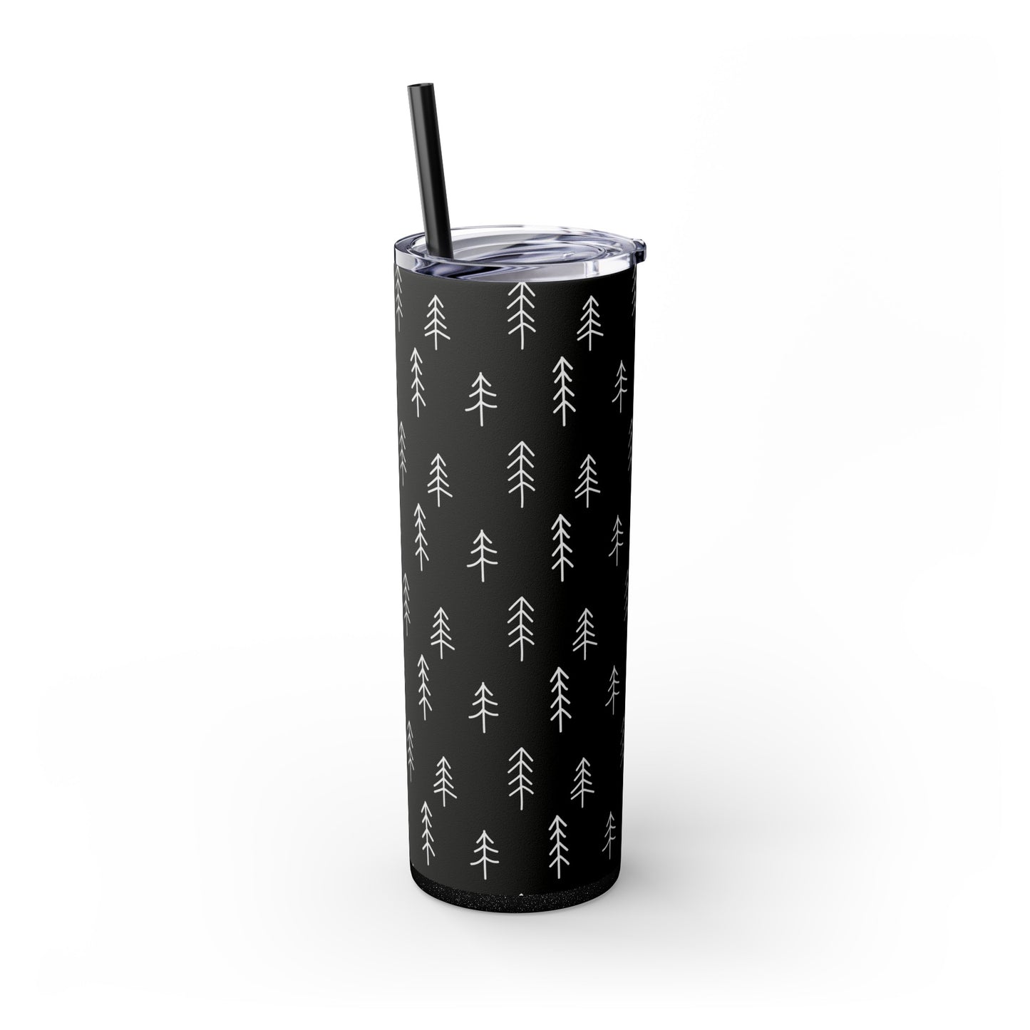 Nordic Black & White Trees Skinny Tumbler with Straw, 20oz