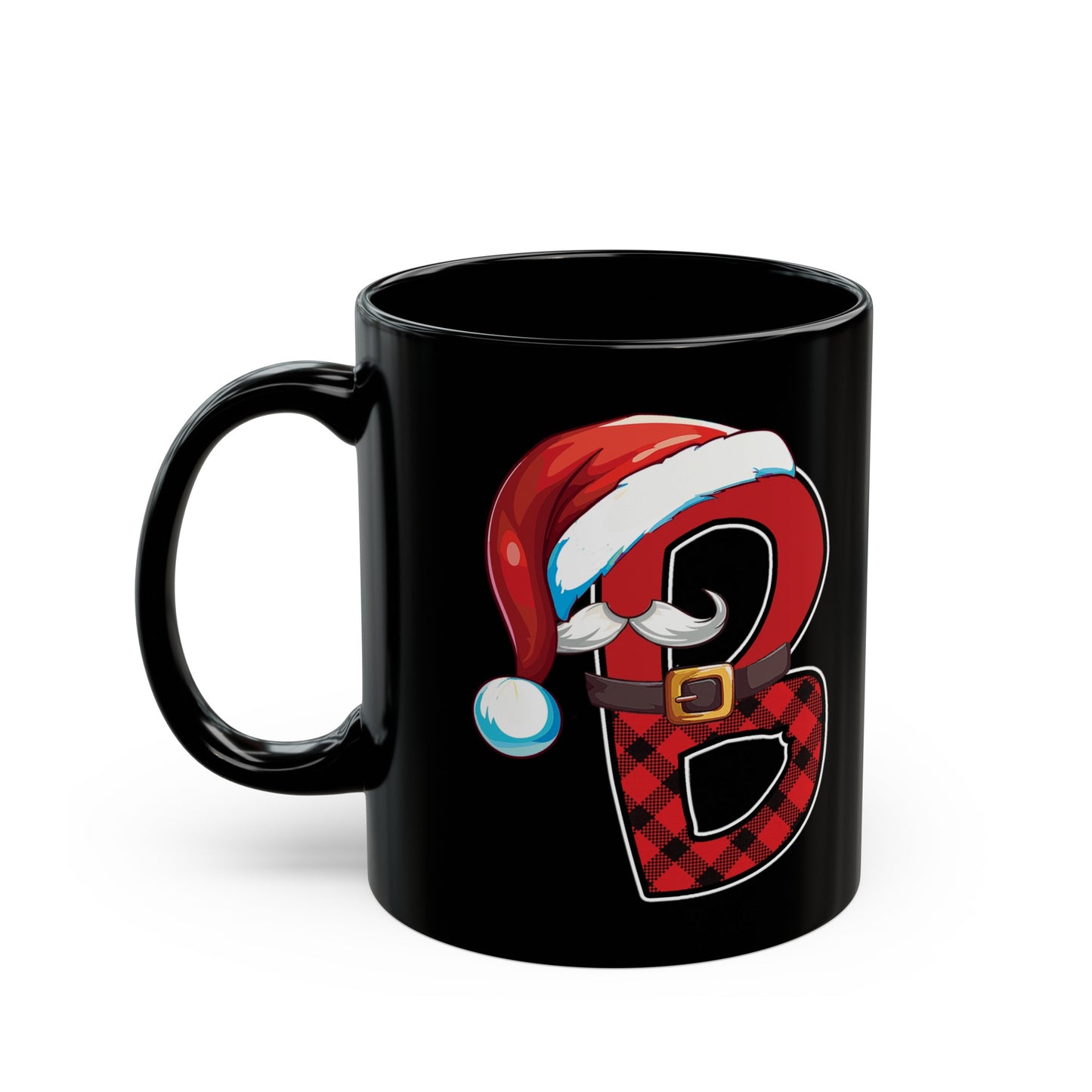 B Santa Initial 11oz Black Mug