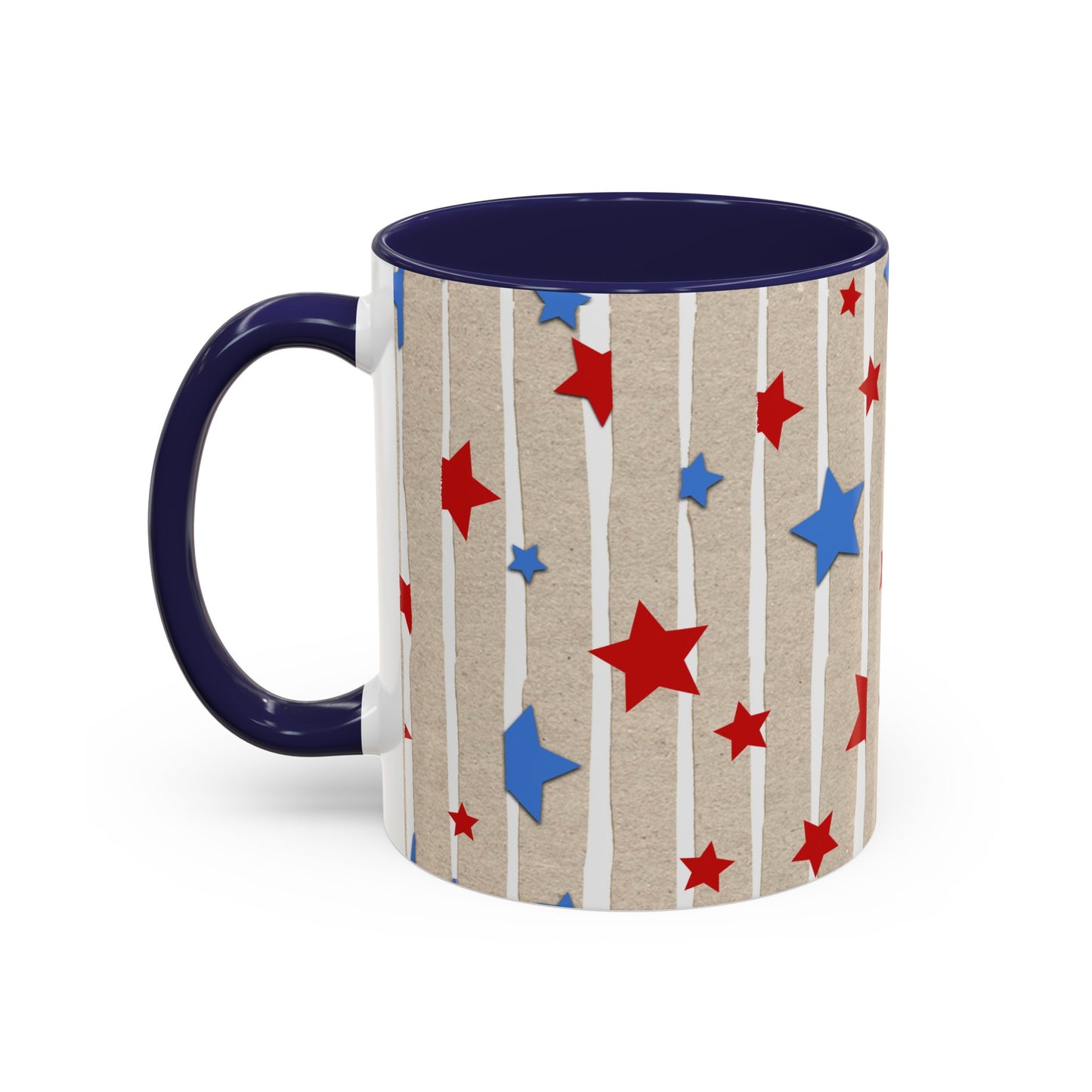 American Flag Stars & Stripes Themed Accent Coffee Mug, 11oz