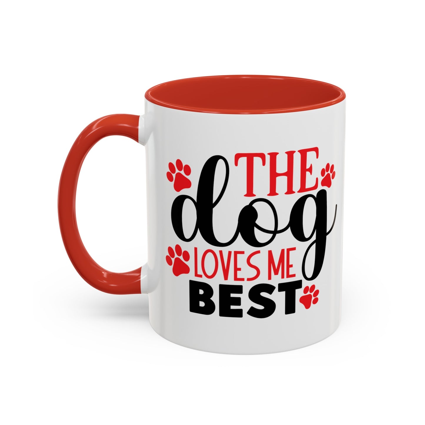 The Dog Loves Me Best Valentines Day Accent Coffee Mug, 11oz