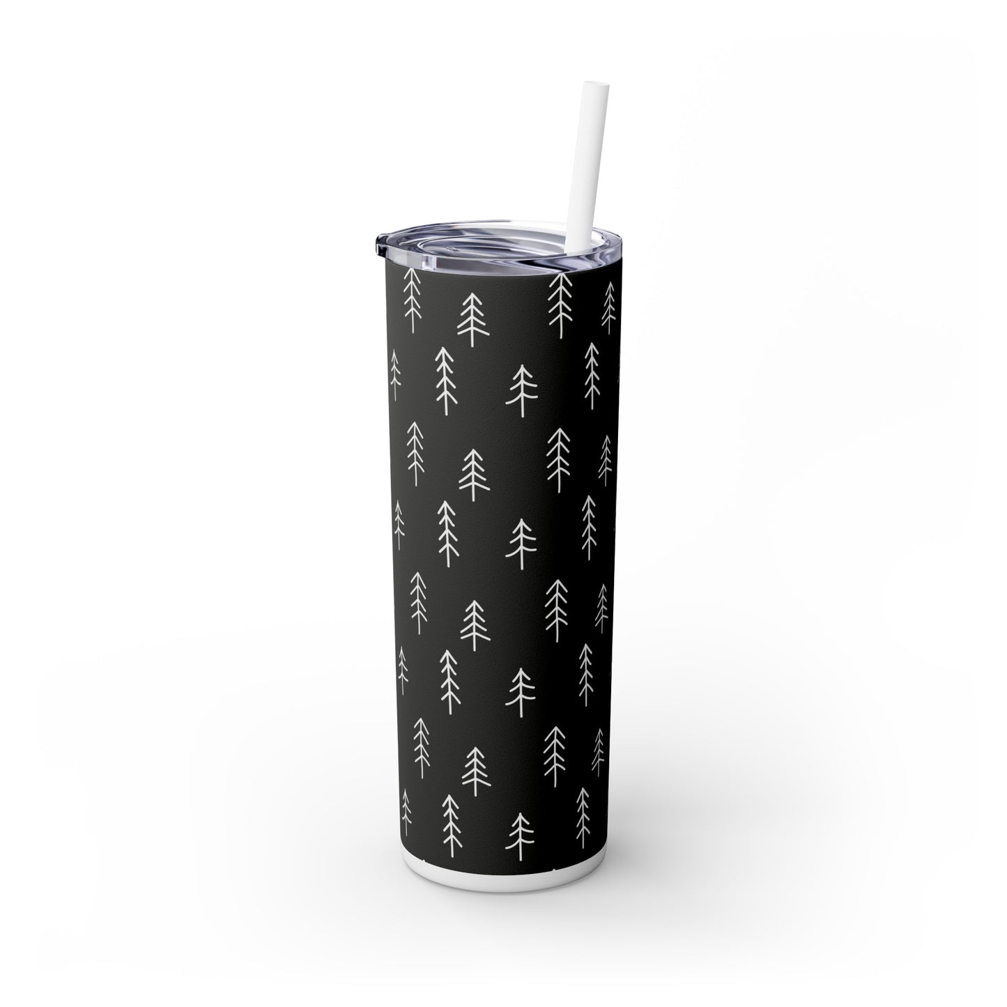 Nordic Black & White Trees Skinny Tumbler with Straw, 20oz