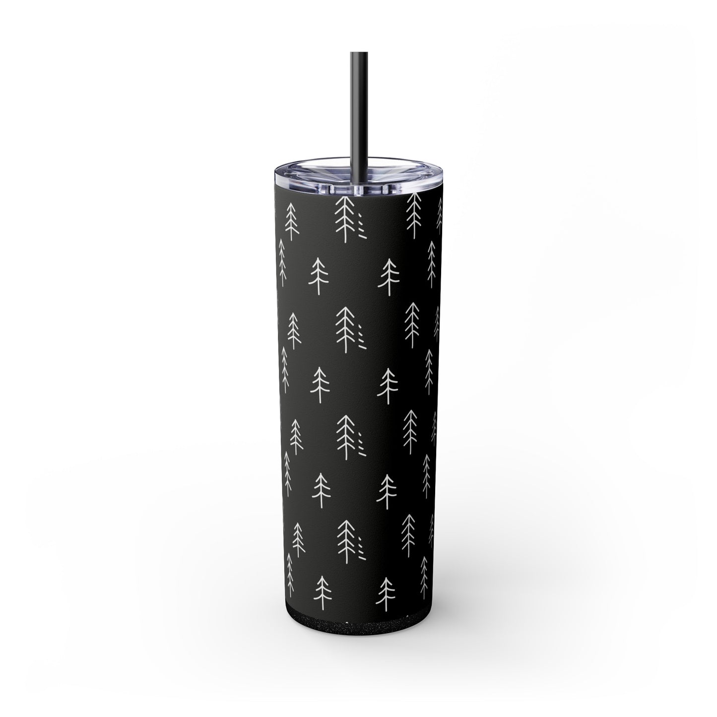 Nordic Black & White Trees Skinny Tumbler with Straw, 20oz