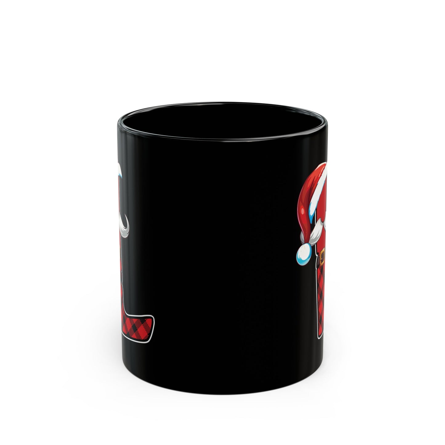 L Santa Initial 11oz Black Mug