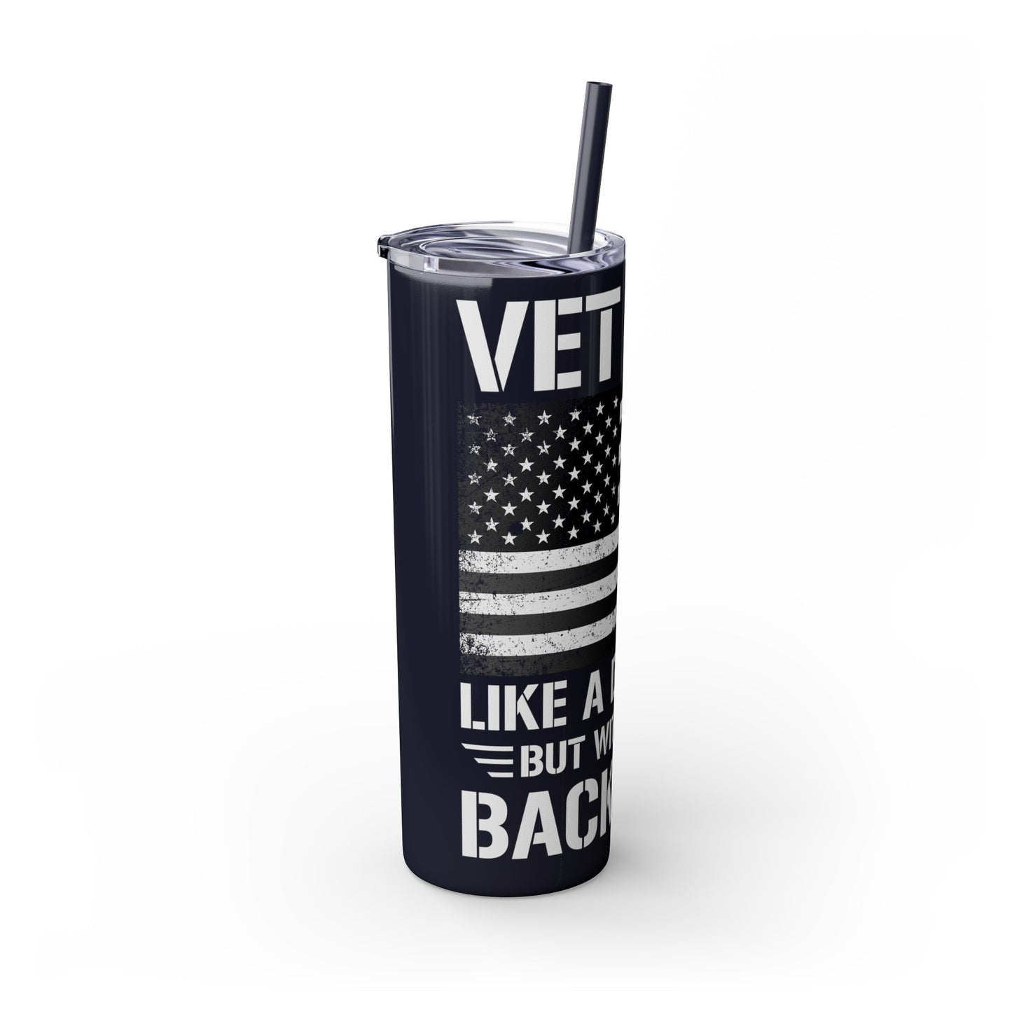 Vet Bod Like a Dad Bod But With More Back Pain Skinny Tumbler with Straw, 20oz