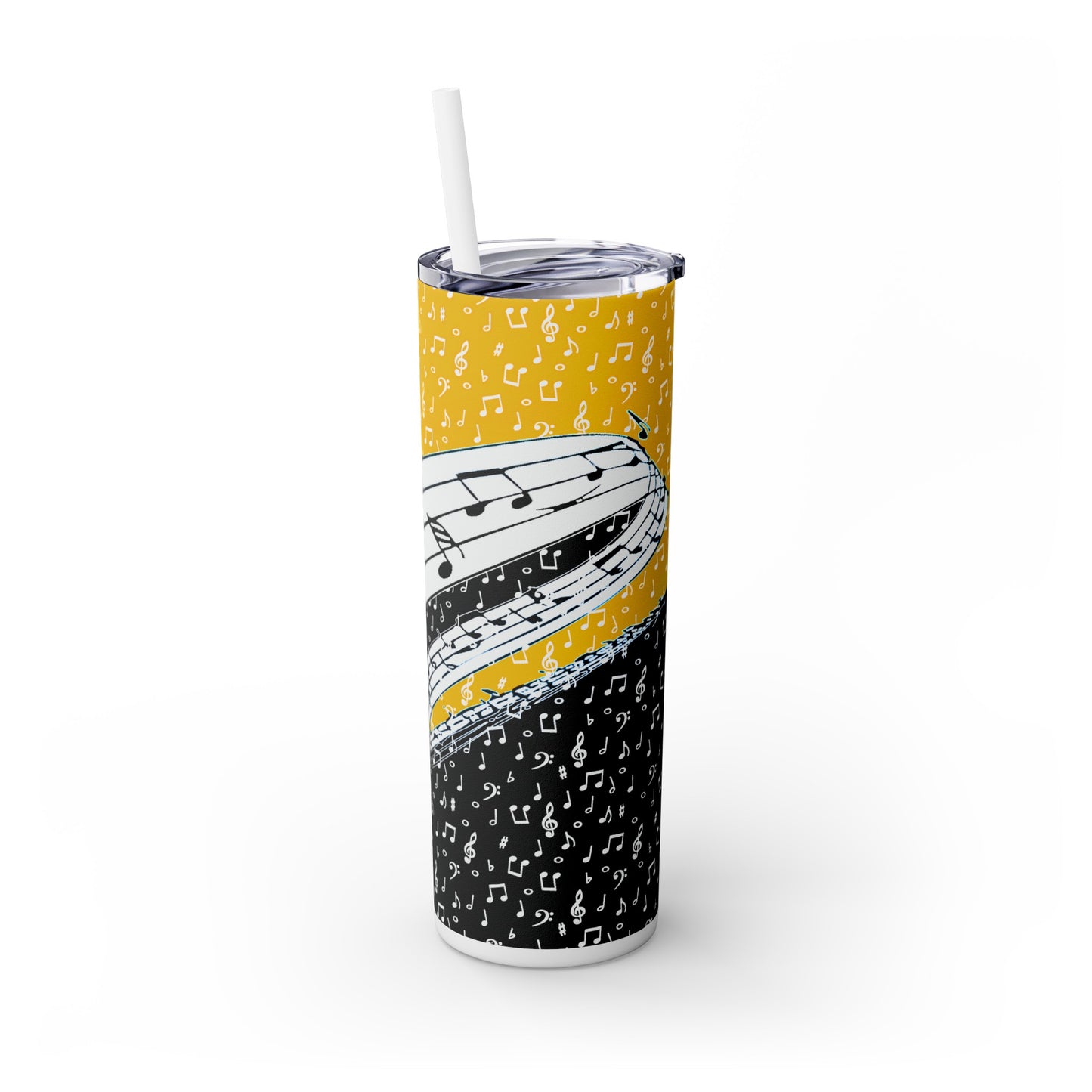 Musical Notes Skinny Tumbler with Straw, 20oz