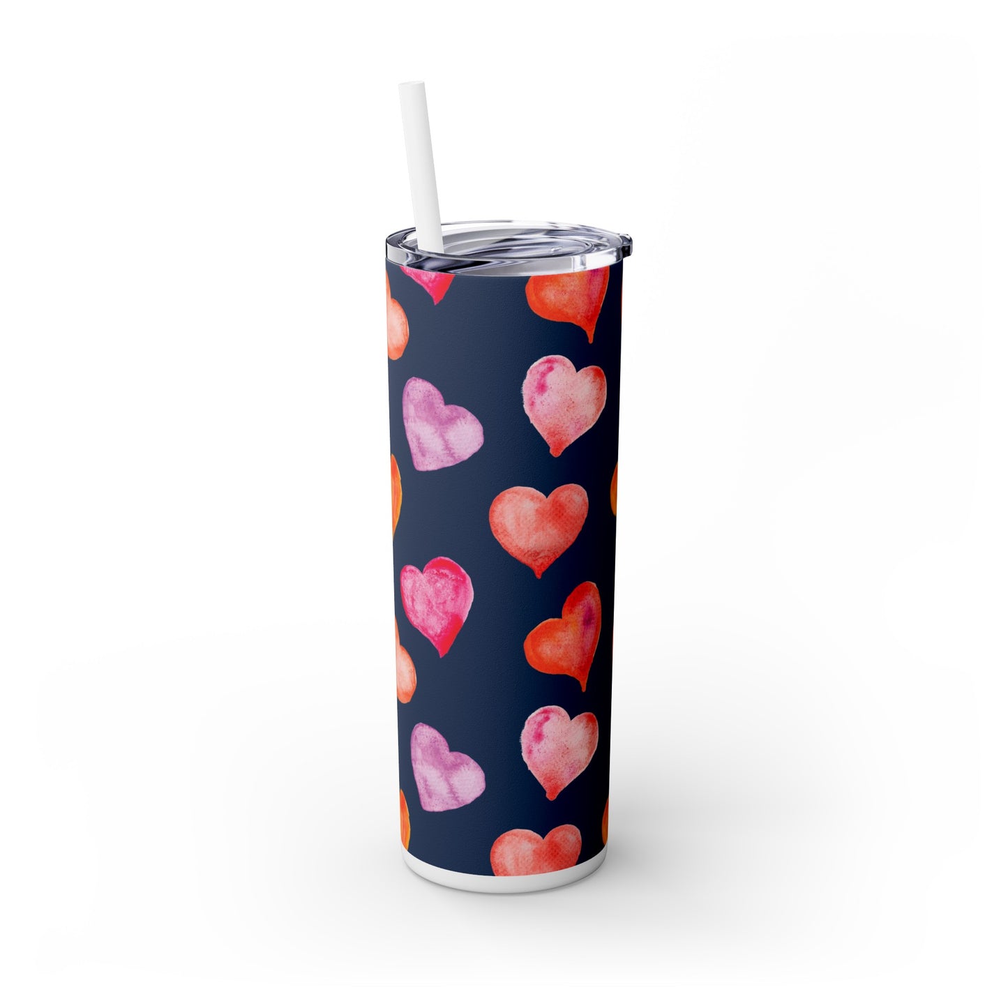 Valentine's Hearts Skinny Tumbler with Straw, 20oz