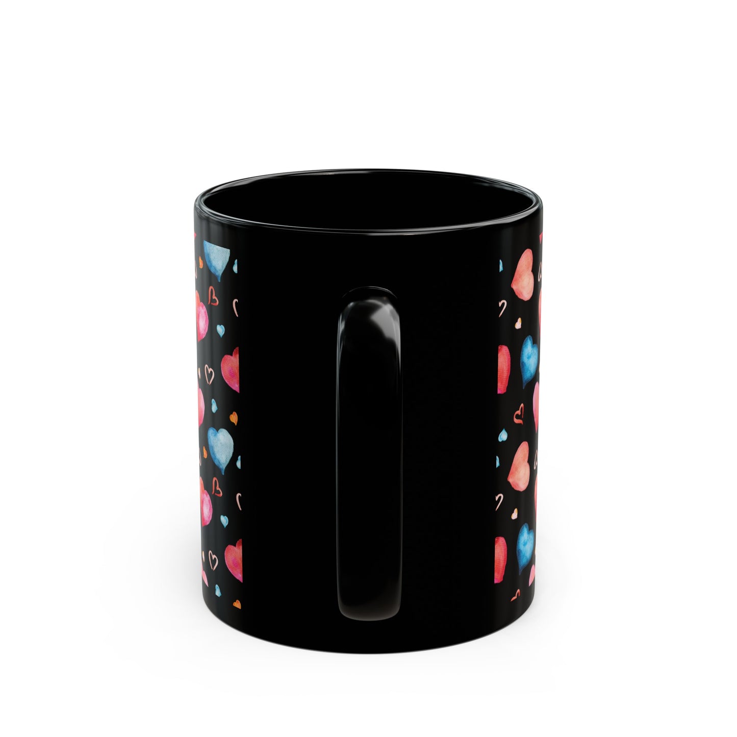 Valentine's Day Hearts 11oz Black Mug