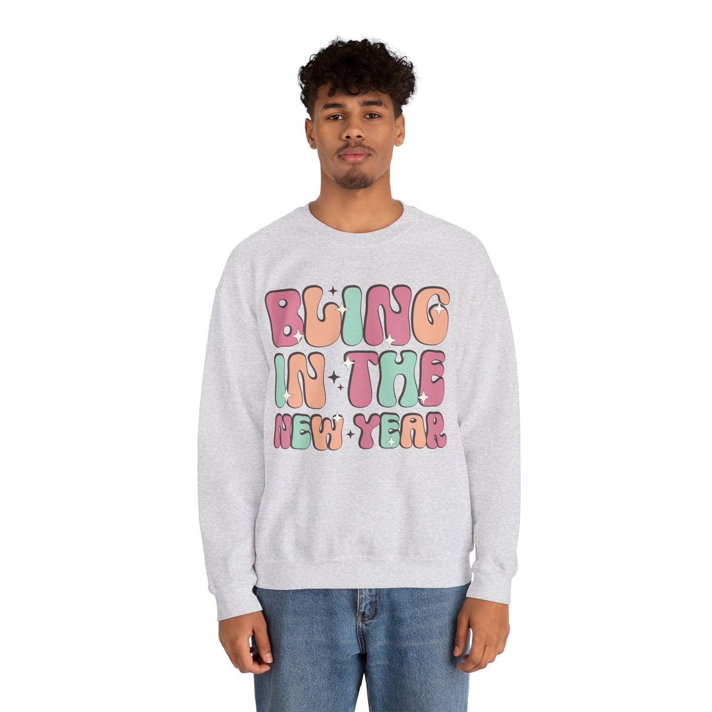 Happy New Year Sweatshirt, Retro New Year Shirt, 2025 Sweatshirt, New Year's Eve Shirt, Holiday Apparel, Trendy New Year 2025 Crewneck, Bling in the New Year