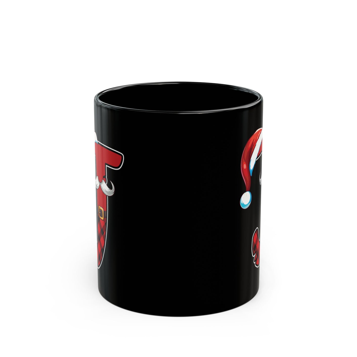 J Santa Initial 11oz Black Mug