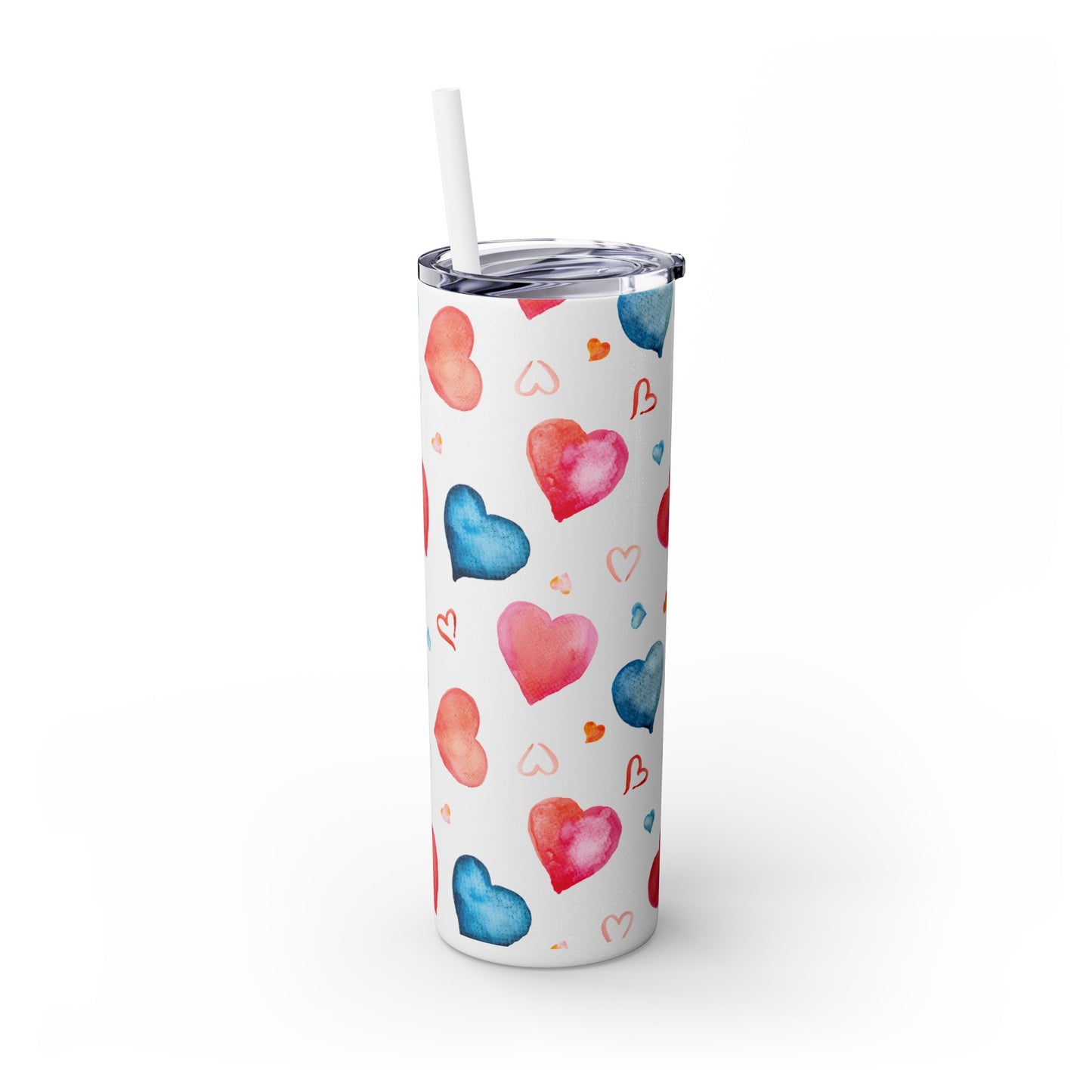 Valentine's Hearts Skinny Tumbler with Straw, 20oz