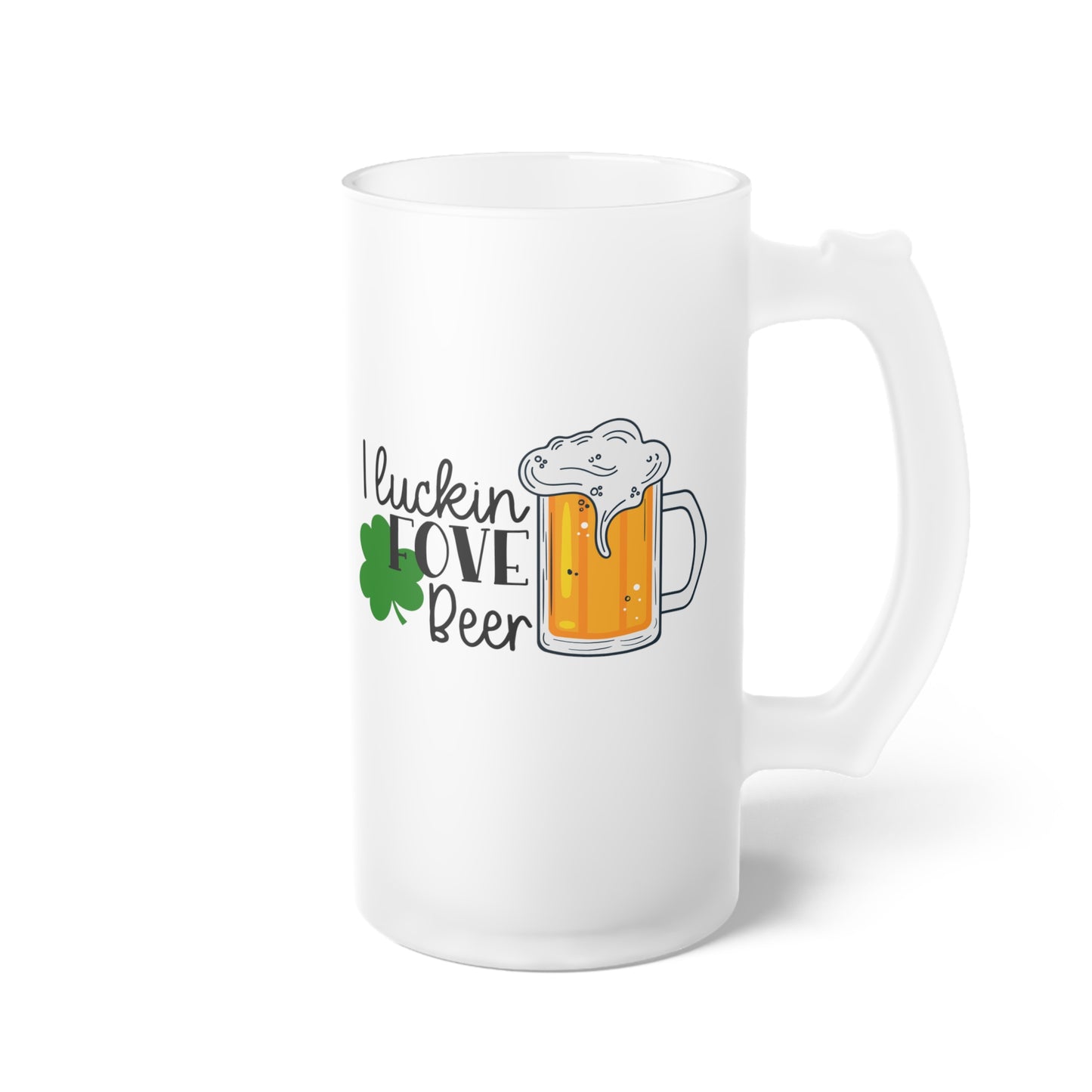 I Luckin Fove Beer Frosted Glass Beer Mug