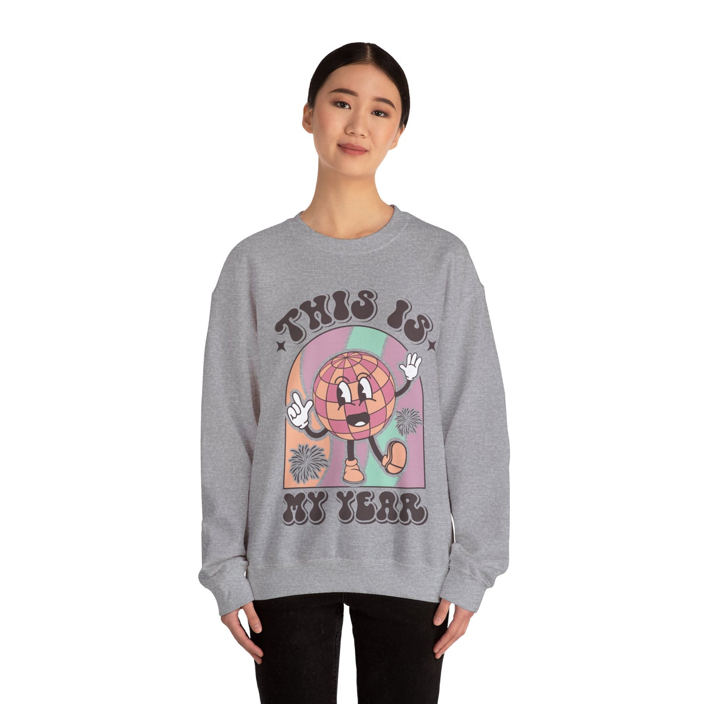 Happy New Year Sweatshirt, Retro New Year Shirt, 2025 Sweatshirt, New Year's Eve Shirt, Holiday Apparel, Trendy New Year 2025 Crewneck, This is My Year