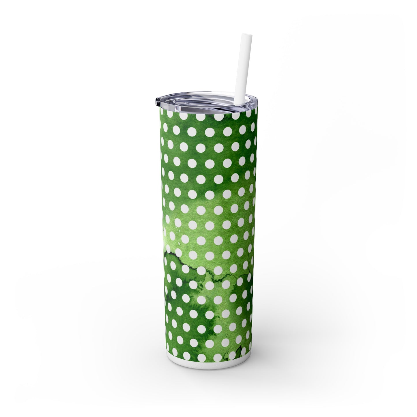 St Patricks Day Polka Dots Skinny Tumbler with Straw, 20oz
