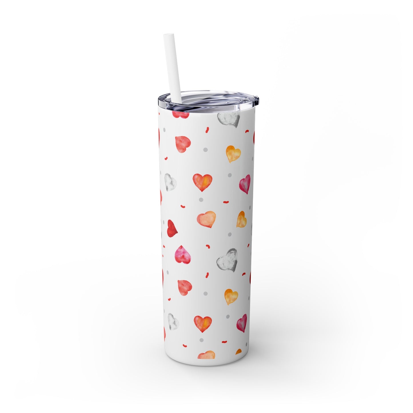Valentine's Hearts Skinny Tumbler with Straw, 20oz