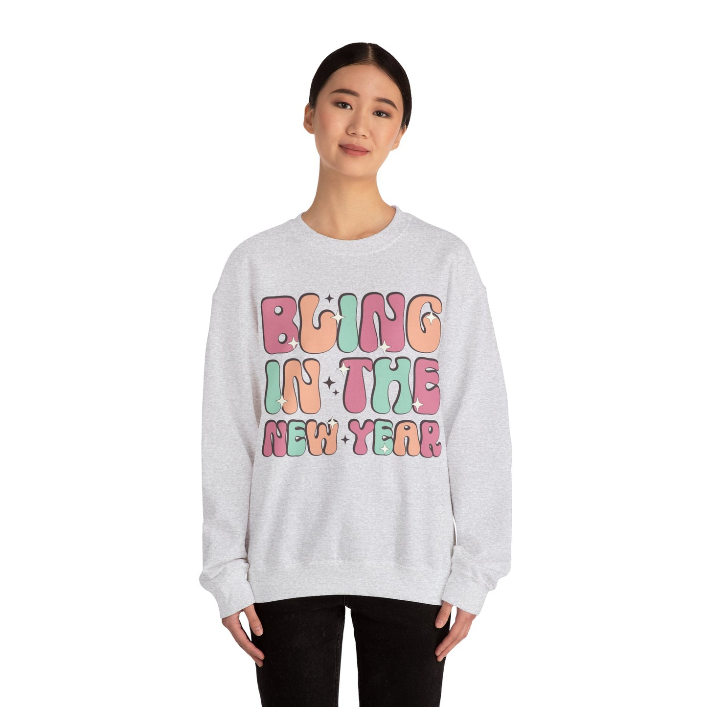 Happy New Year Sweatshirt, Retro New Year Shirt, 2025 Sweatshirt, New Year's Eve Shirt, Holiday Apparel, Trendy New Year 2025 Crewneck, Bling in the New Year
