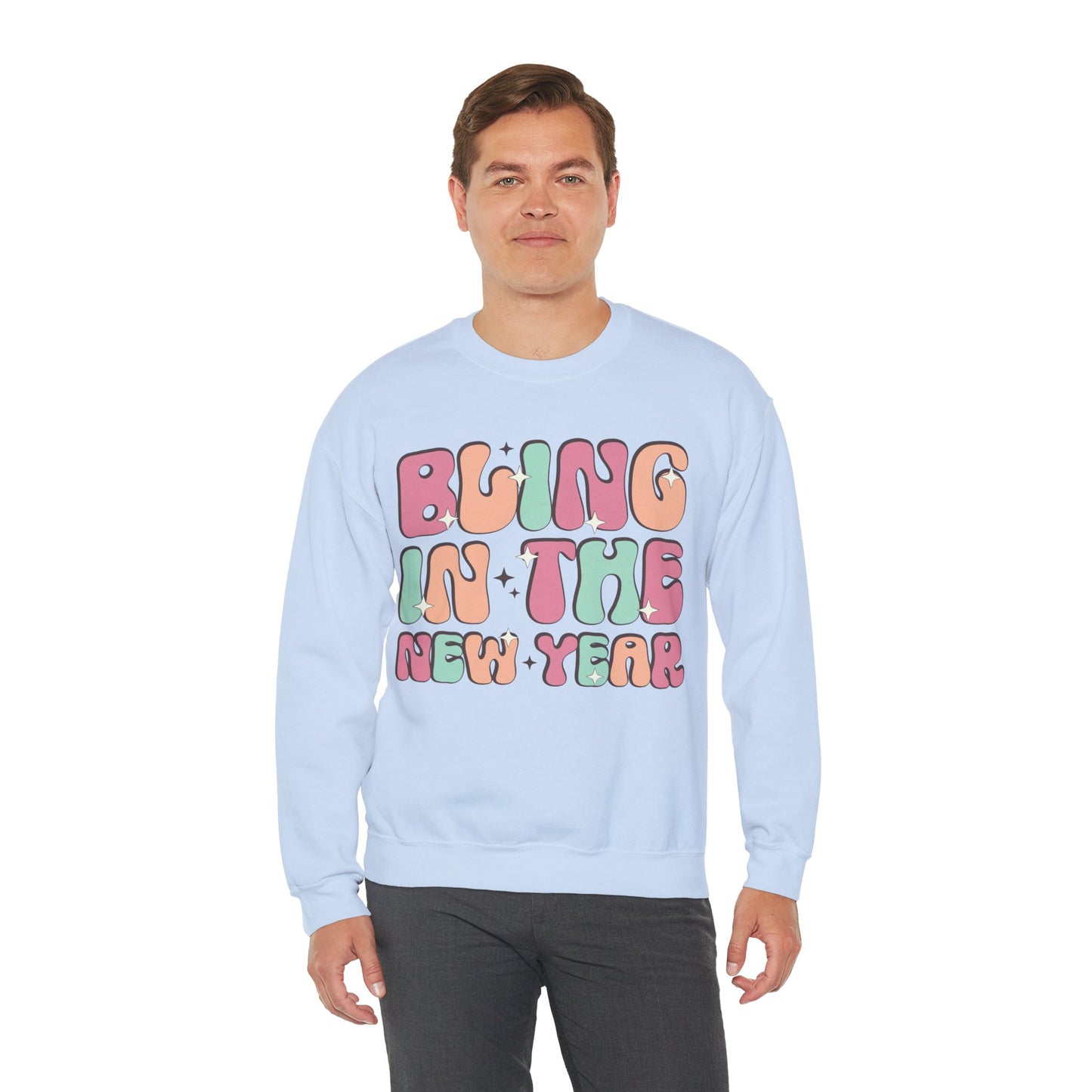 Happy New Year Sweatshirt, Retro New Year Shirt, 2025 Sweatshirt, New Year's Eve Shirt, Holiday Apparel, Trendy New Year 2025 Crewneck, Bling in the New Year
