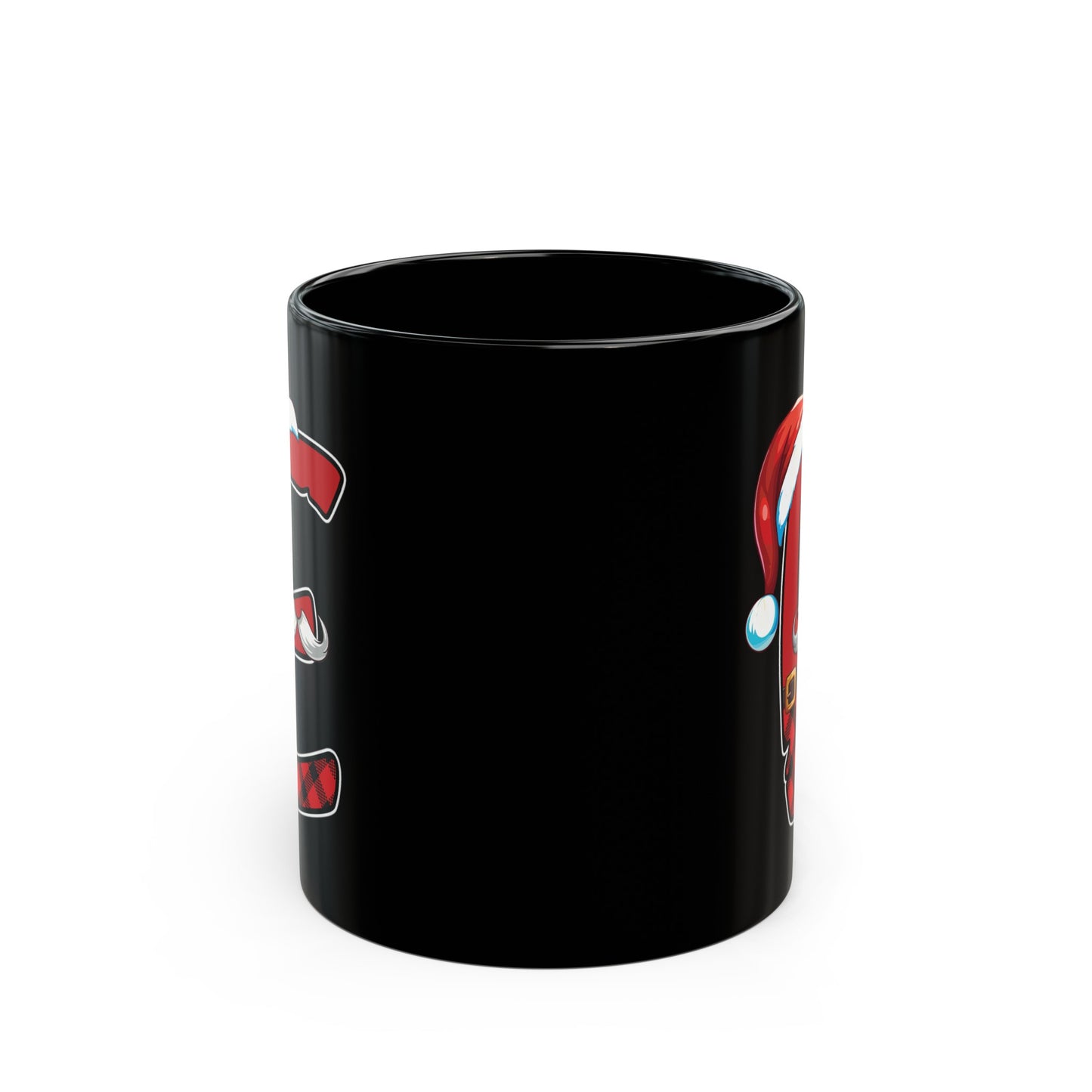 E Santa Initial 11oz Black Mug