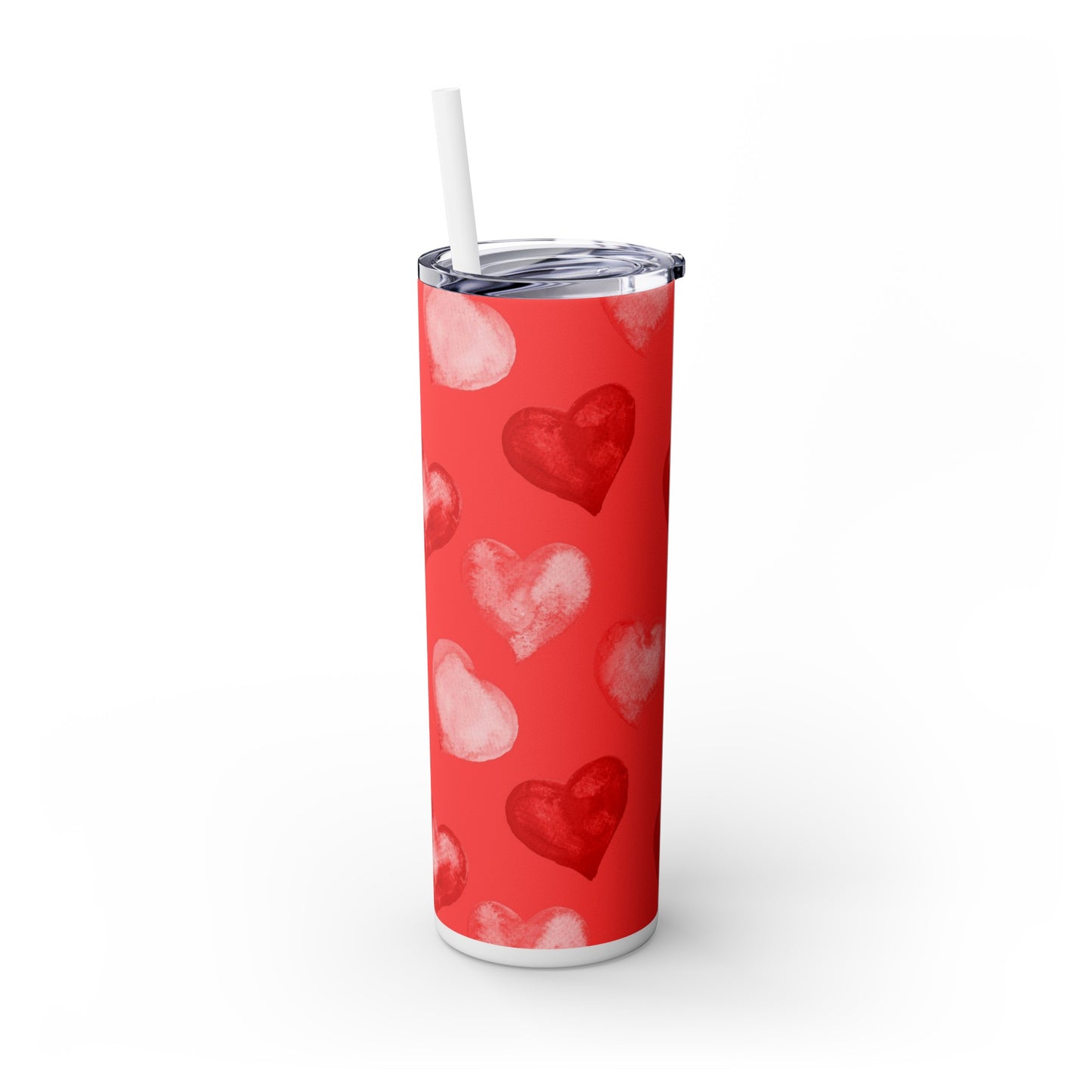 Valentine's Hearts Skinny Tumbler with Straw, 20oz