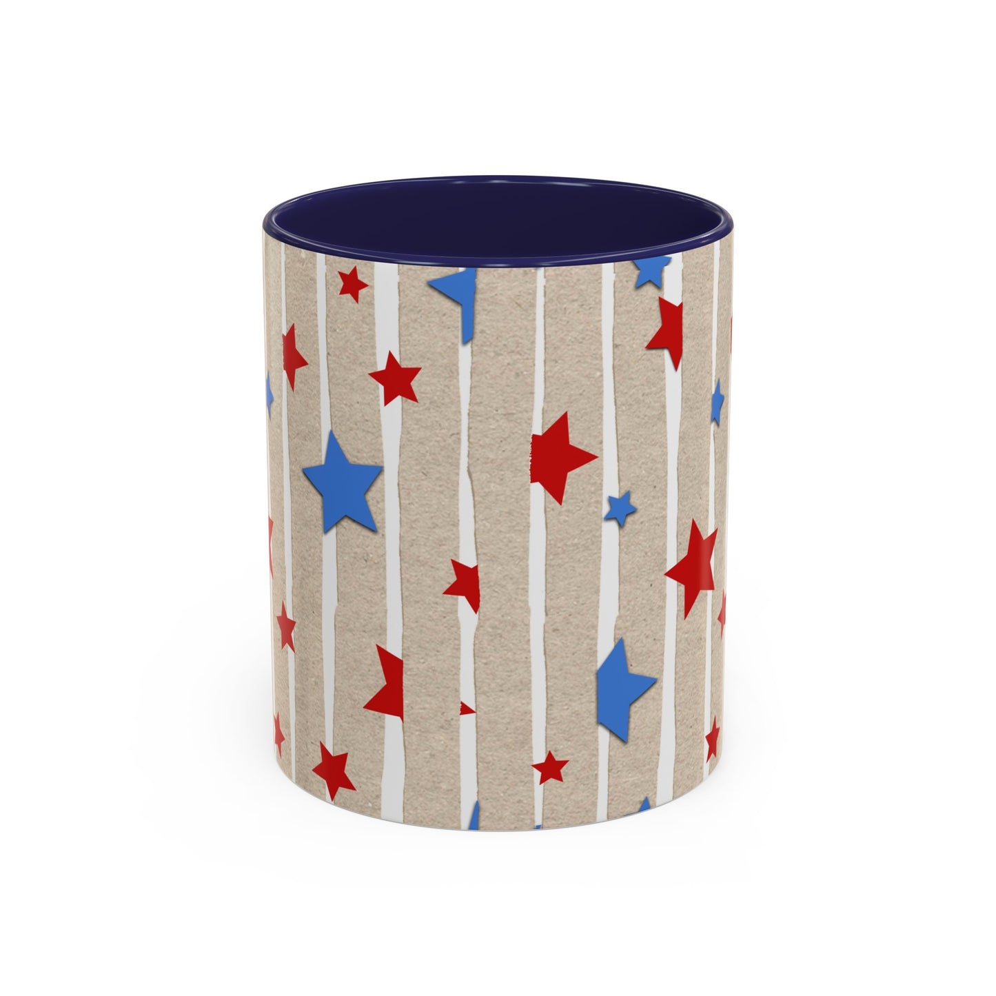 American Flag Stars & Stripes Themed Accent Coffee Mug, 11oz