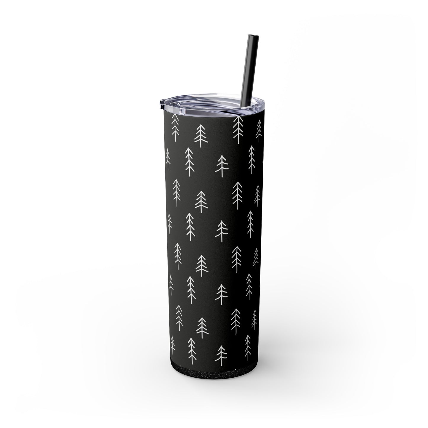 Nordic Black & White Trees Skinny Tumbler with Straw, 20oz