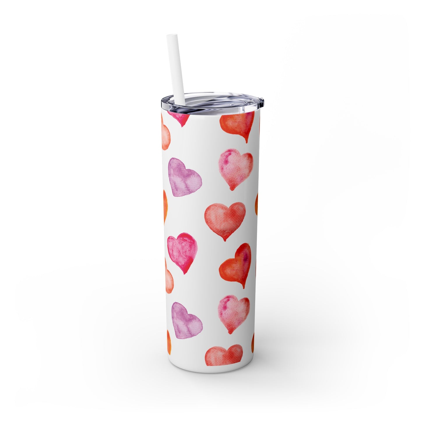 Valentine's Hearts Skinny Tumbler with Straw, 20oz
