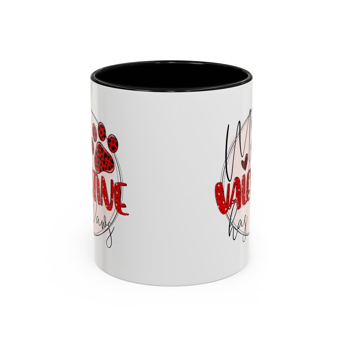 My Valentine Has Paws Accent Coffee Mug, 11oz