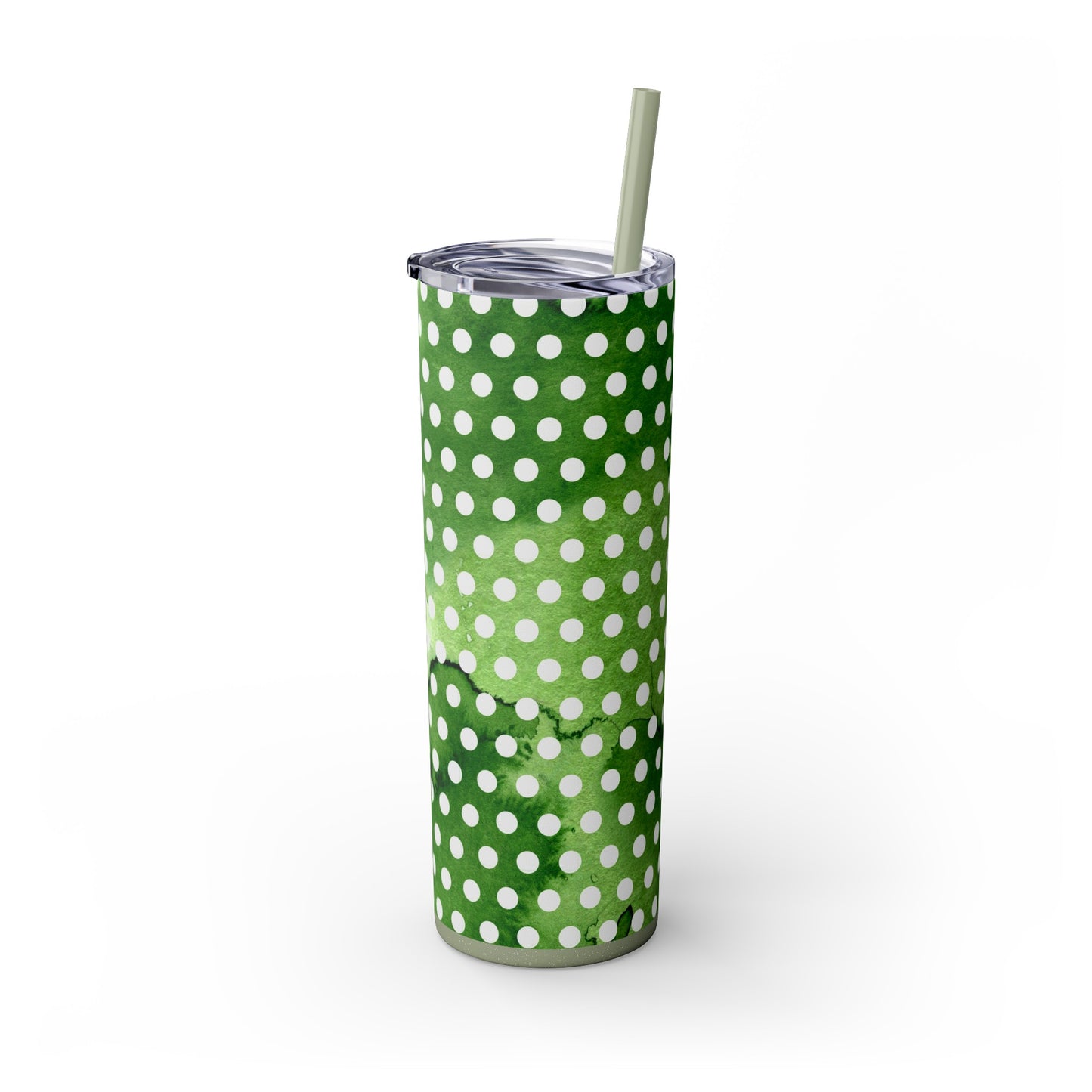 St Patricks Day Polka Dots Skinny Tumbler with Straw, 20oz
