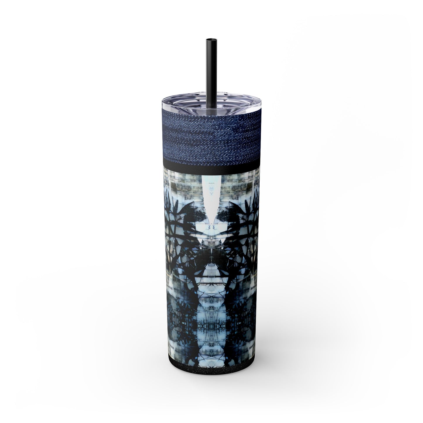 Denim Grunge Skinny Tumbler with Straw, 20oz