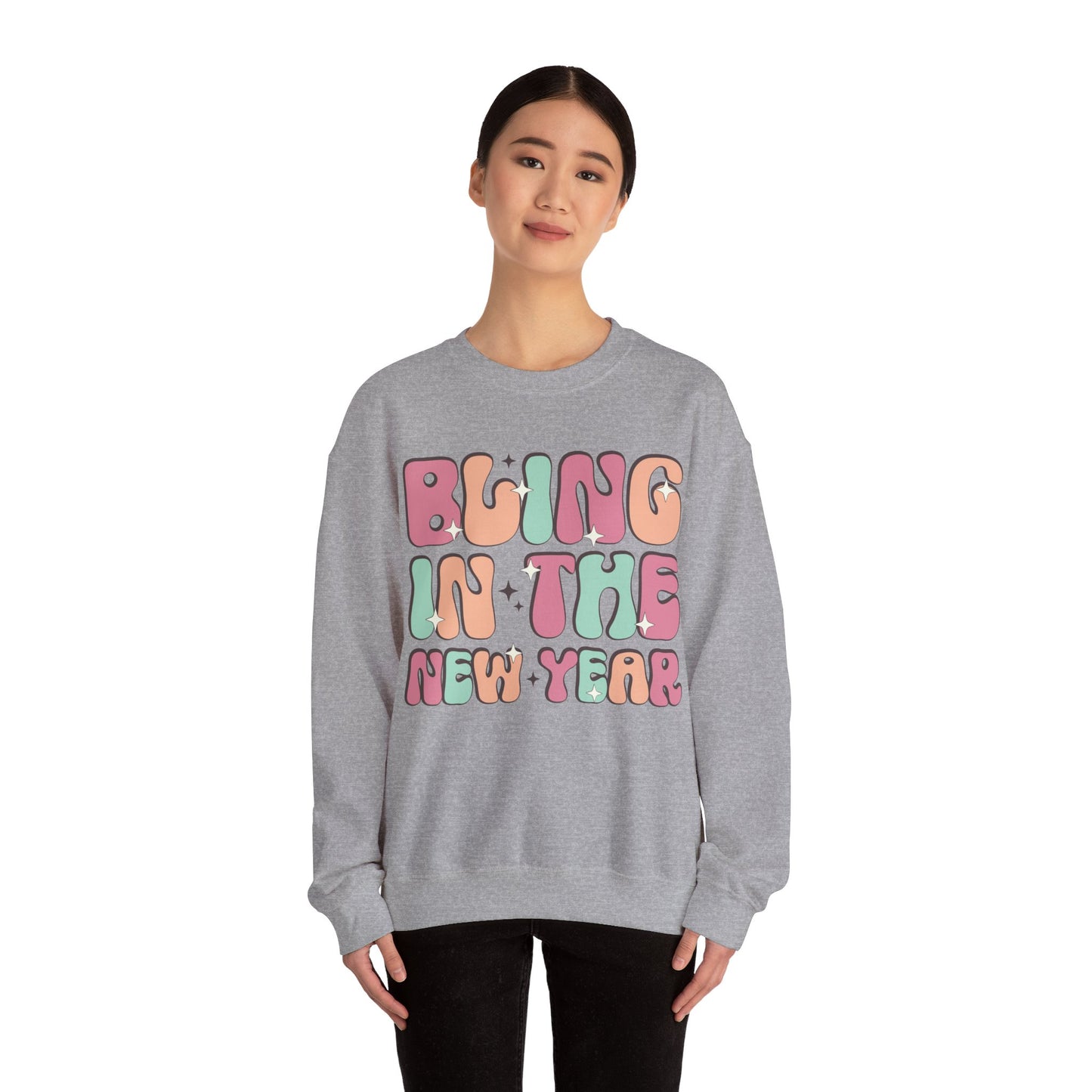 Happy New Year Sweatshirt, Retro New Year Shirt, 2025 Sweatshirt, New Year's Eve Shirt, Holiday Apparel, Trendy New Year 2025 Crewneck, Bling in the New Year