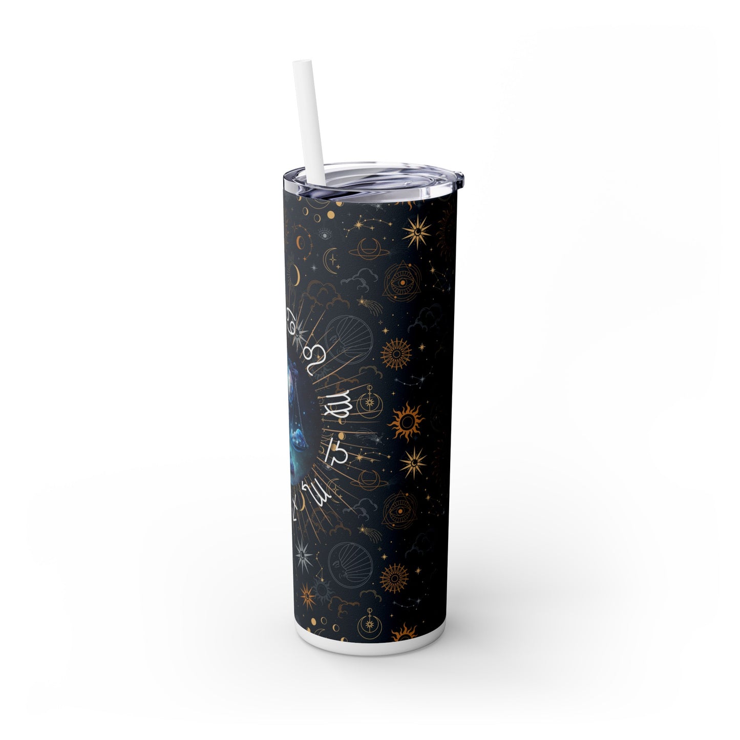 Libra Zodiac Skinny Tumbler with Straw Astrology Insulated Mug Bridesmaids Gift Bachelorette Party Favor Birthday Gift