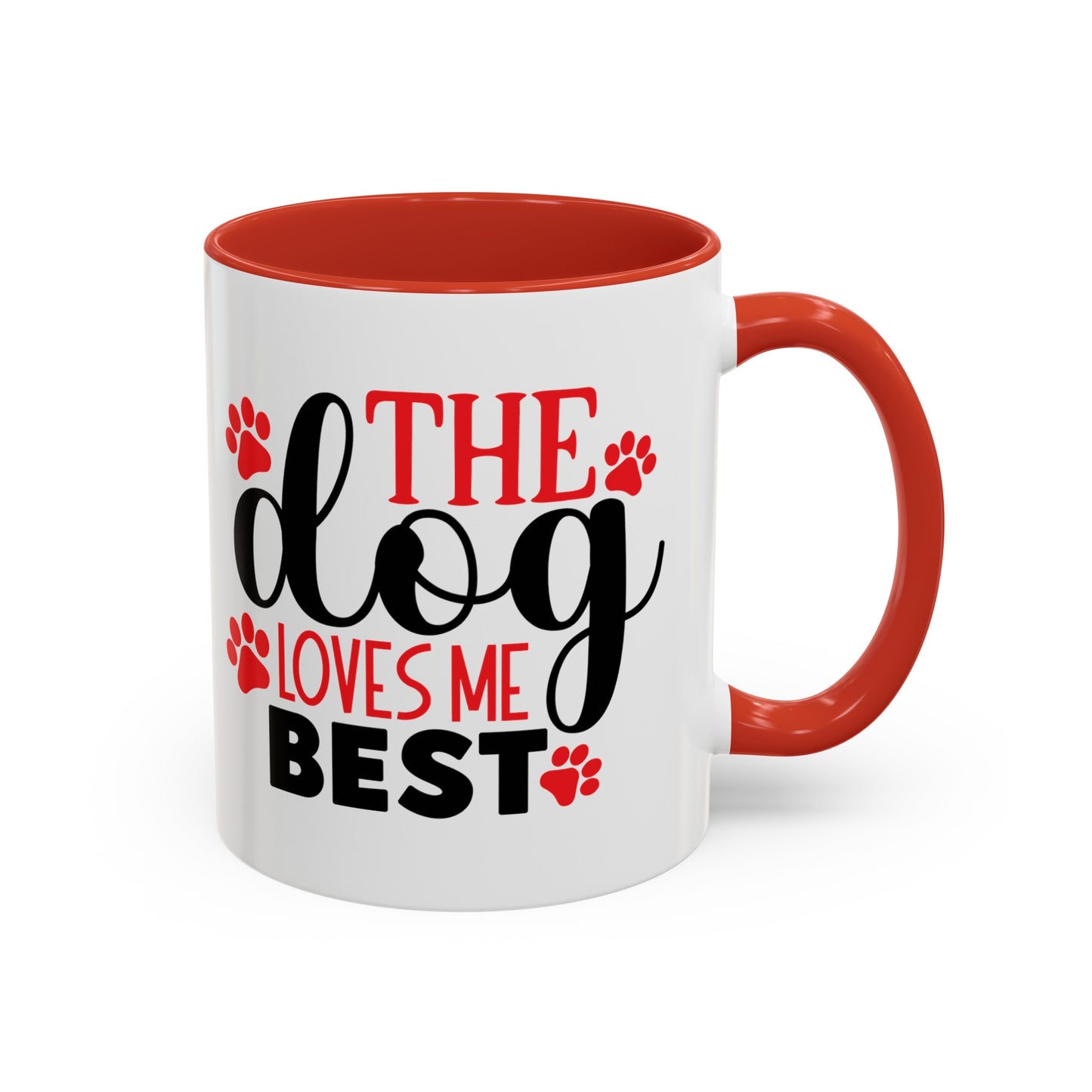 The Dog Loves Me Best Valentines Day Accent Coffee Mug, 11oz