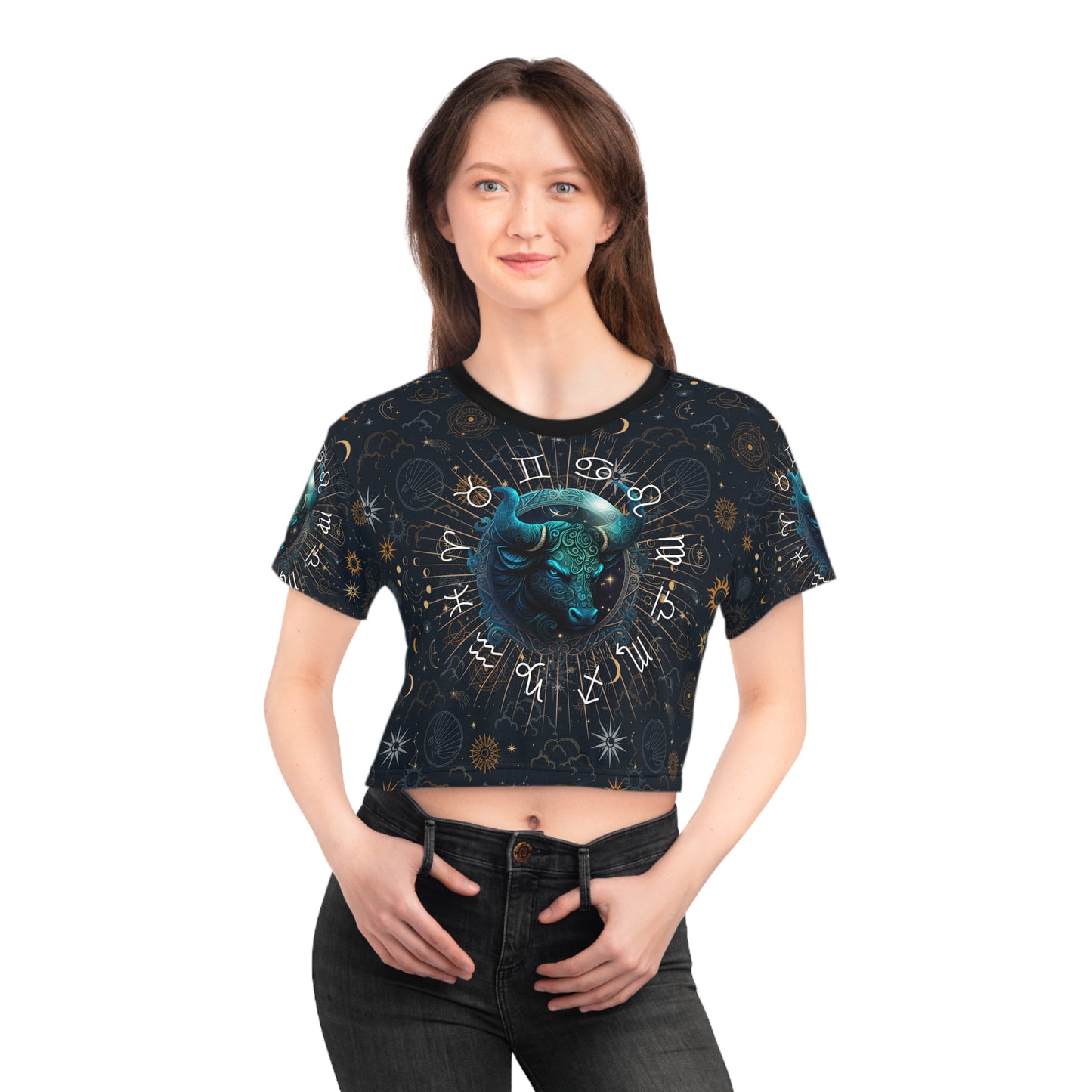 Taurus women's crop top, Taurus activewear, Taurus Zodiac Sign, Taurus Astrological, Taurus Gift, Taurus zodiac tee, Crop Tee, zodiac crop