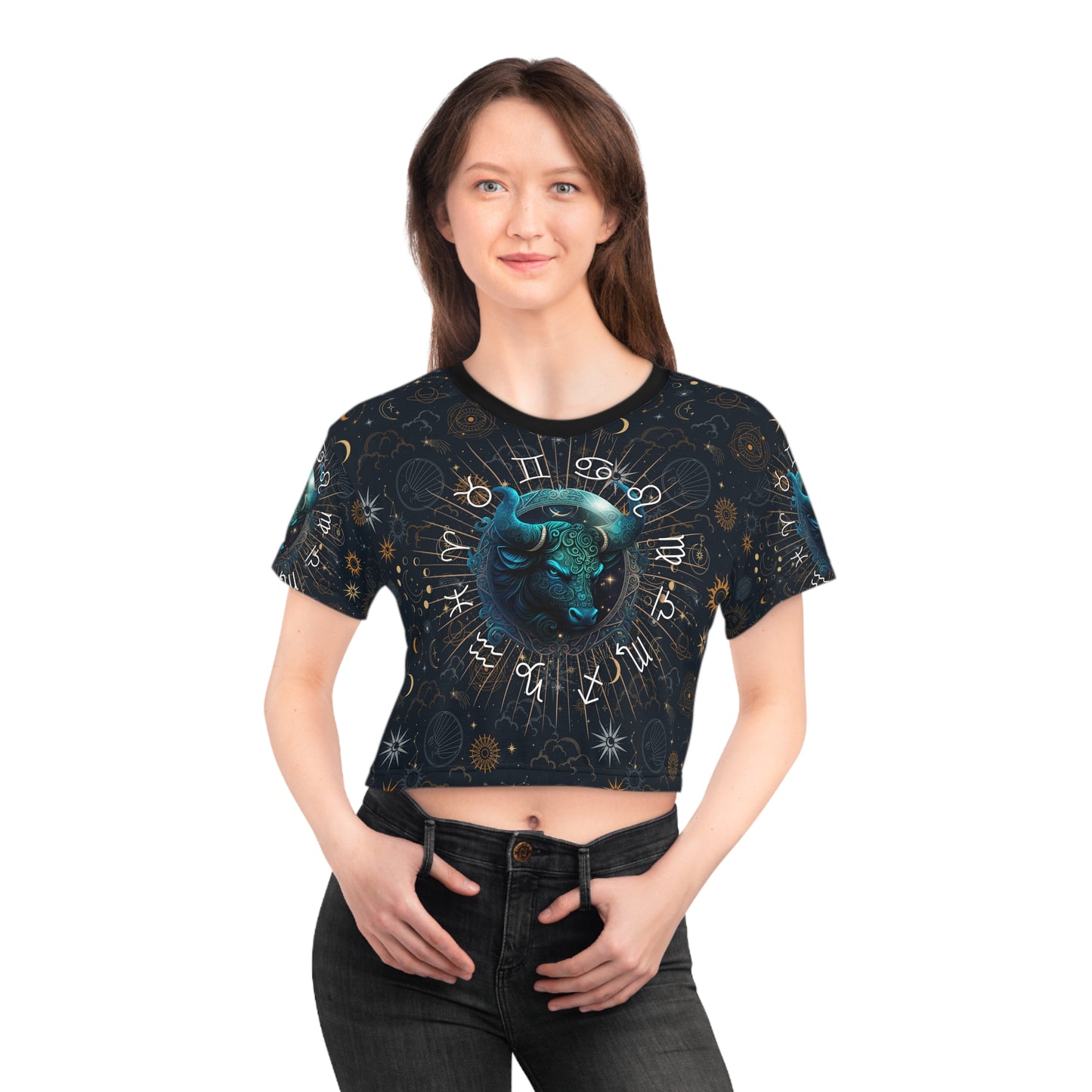 Taurus women's crop top, Taurus activewear, Taurus Zodiac Sign, Taurus Astrological, Taurus Gift, Taurus zodiac tee, Crop Tee, zodiac crop